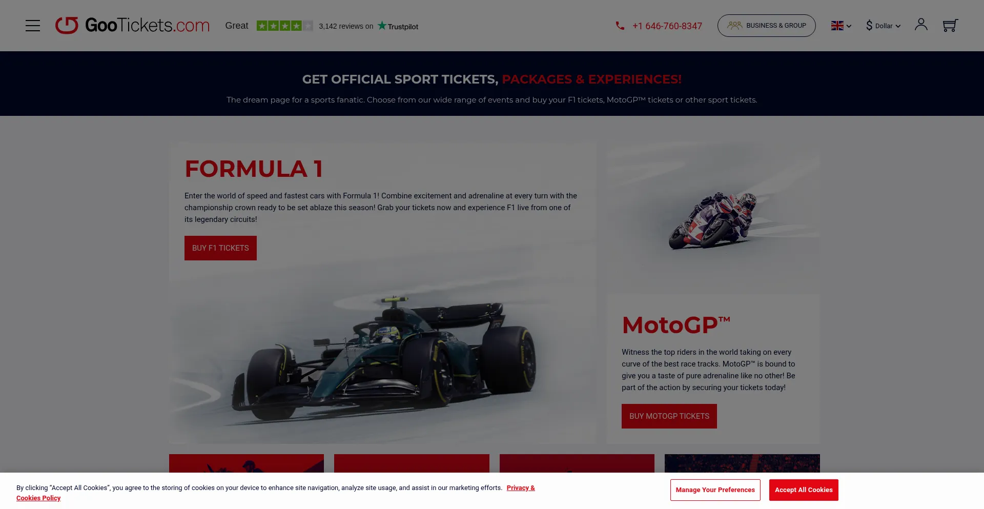 Website screenshot of Gootickets.com