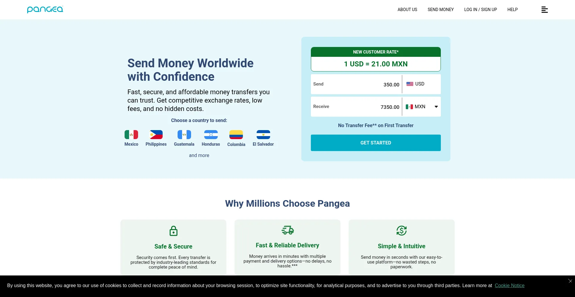 Website screenshot of Gopangea.com
