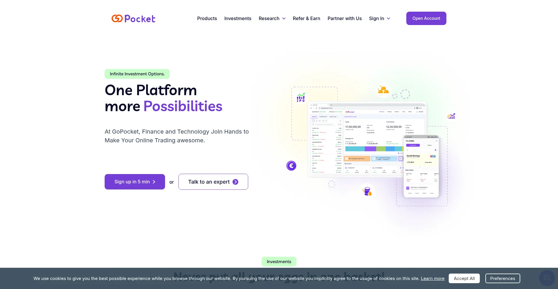 Website screenshot of Gopocket.in