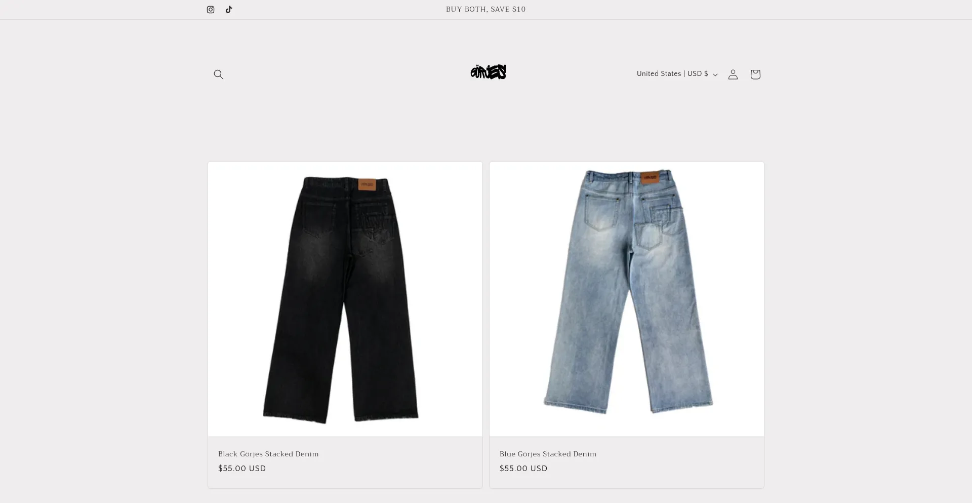 Website screenshot of Gorjesclothes.com