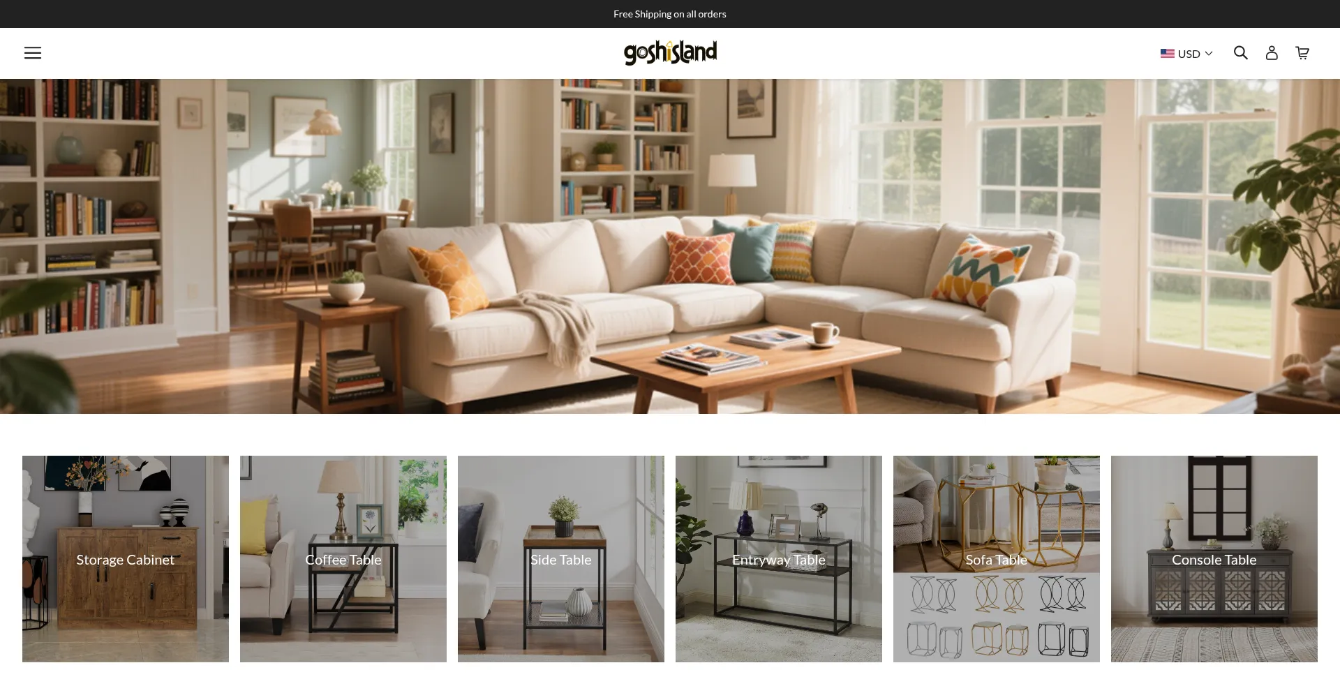 Website screenshot of Goshisland.com