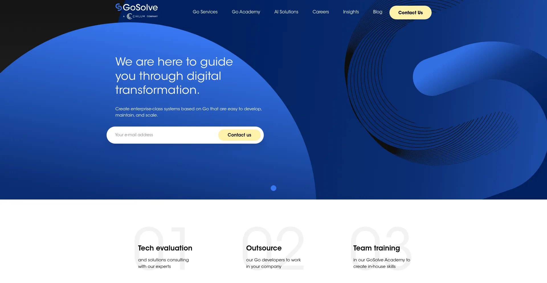 Website screenshot of Gosolve.io