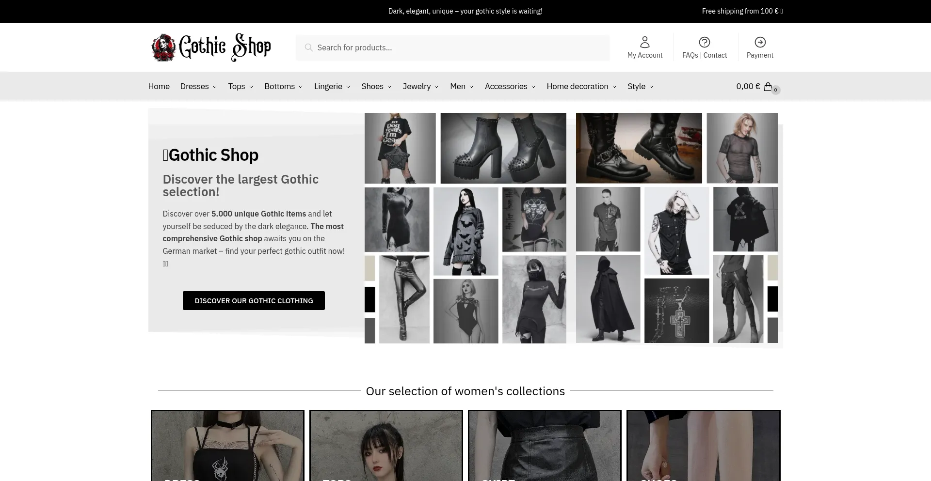 Website screenshot of Gothic-shop.net