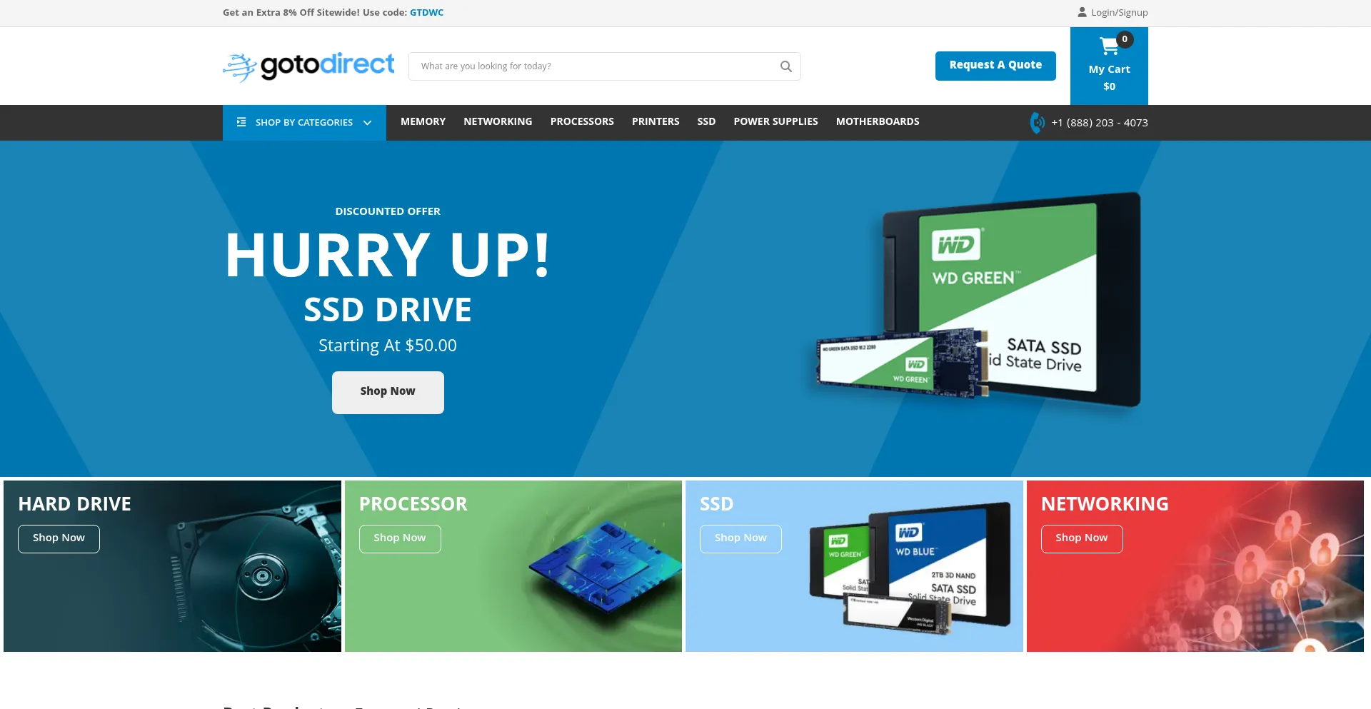 Website screenshot of Gotodirect.com