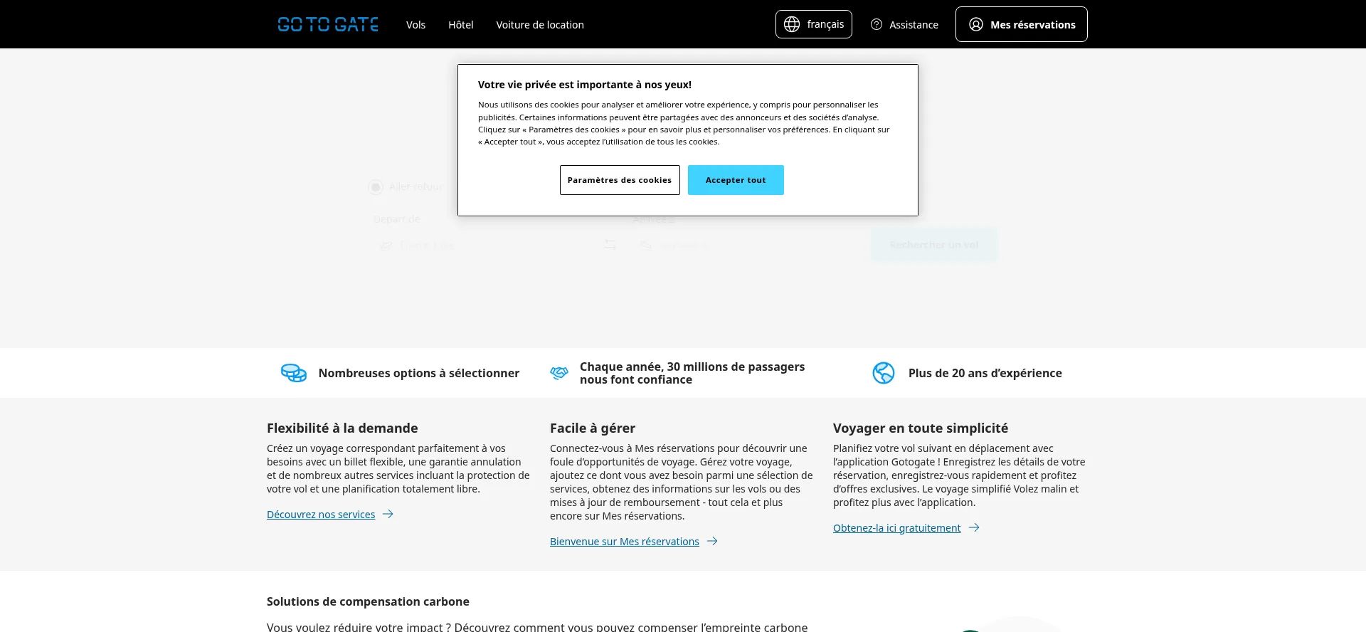 Website screenshot of Gotogate.fr