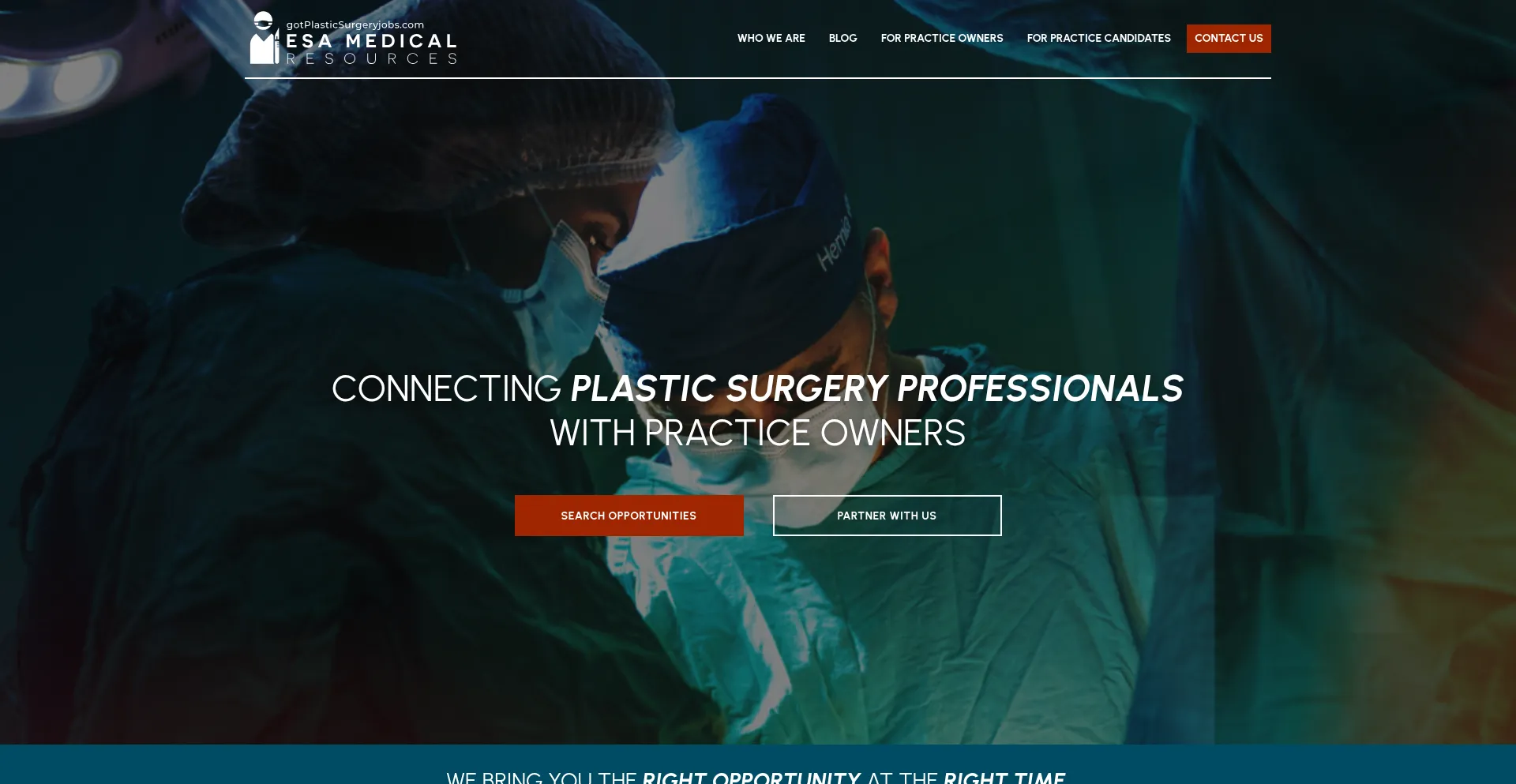 Website screenshot of Gotplasticsurgeryjobs.com