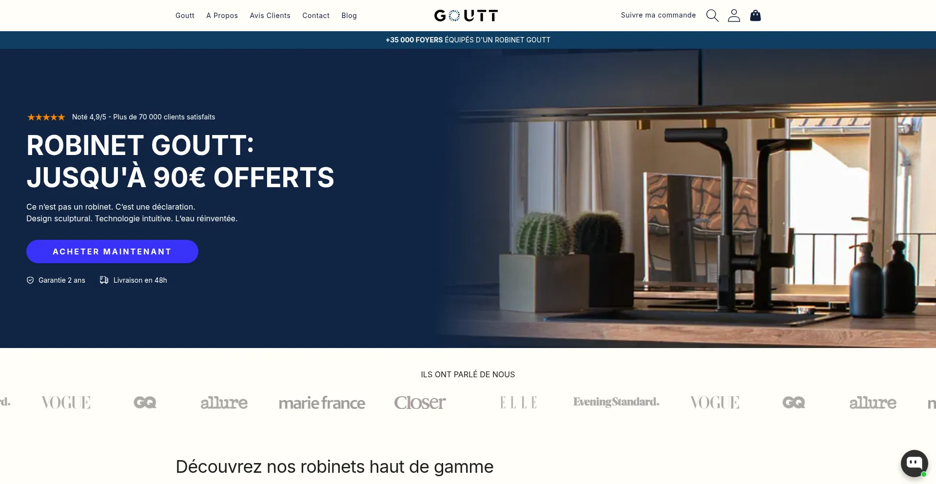Website screenshot of Goutt.fr