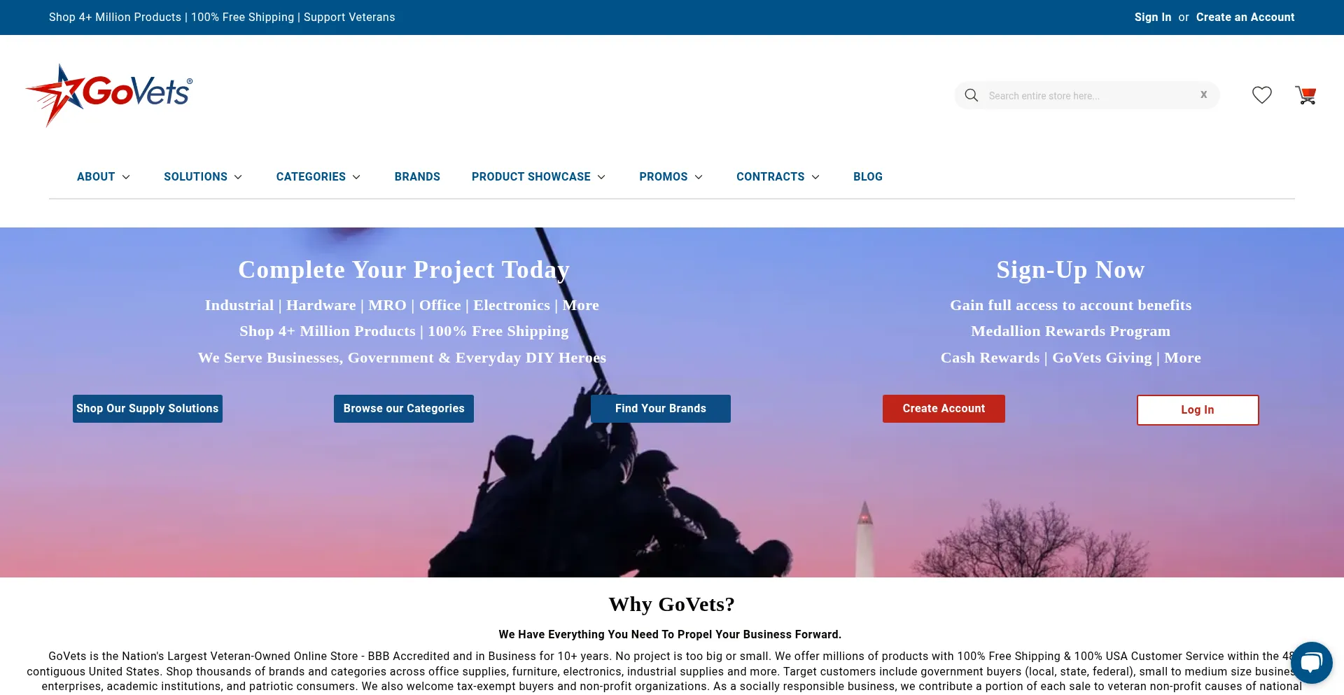 Website screenshot of Govets.com