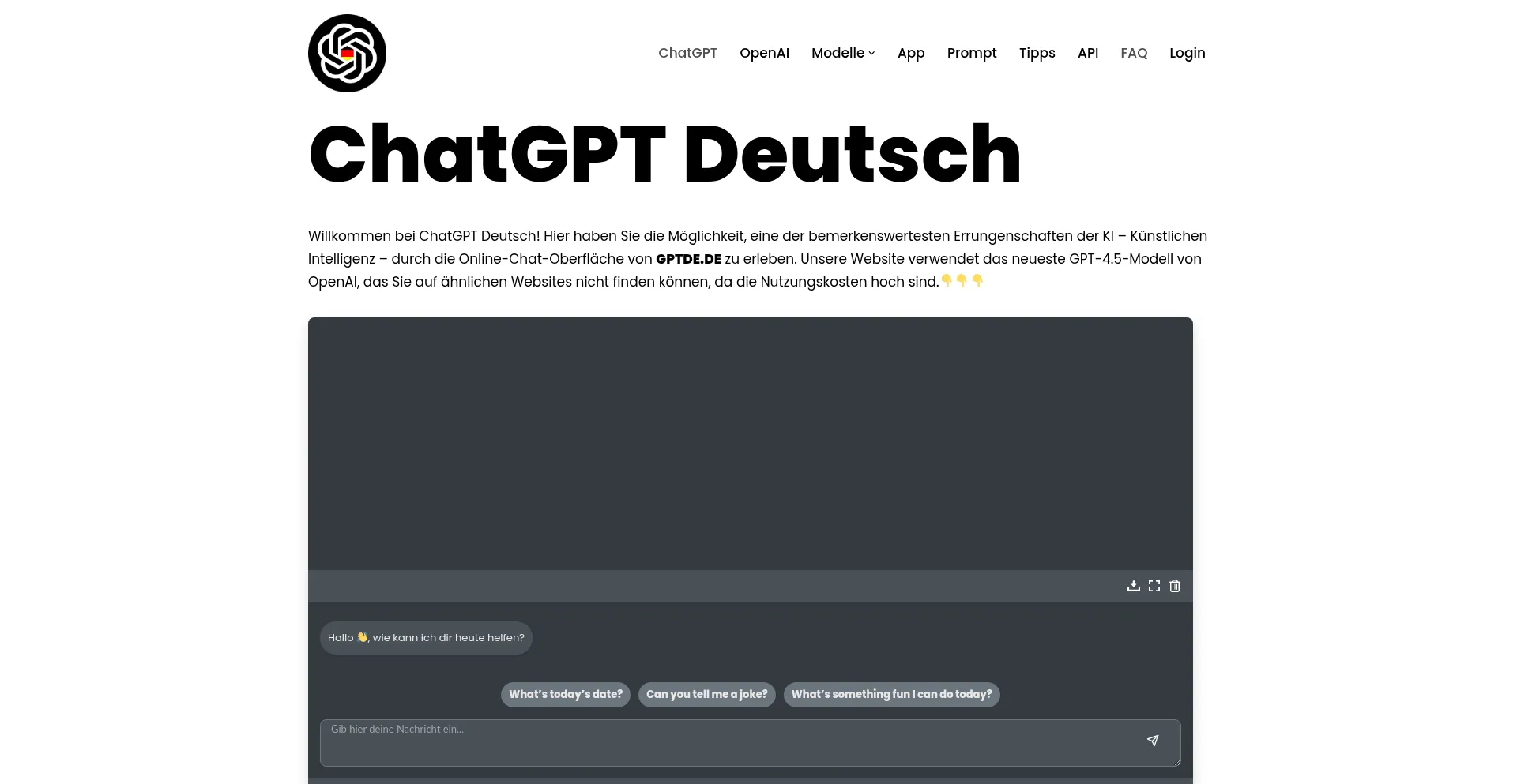 Website screenshot of Gptde.de