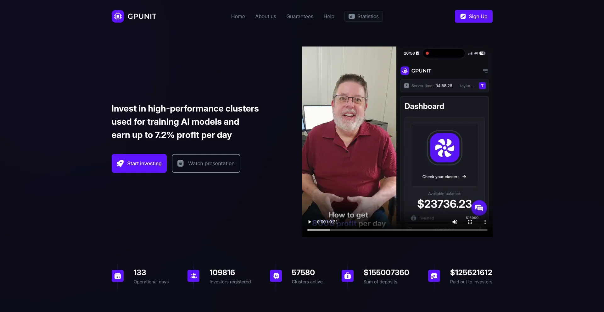 Website screenshot of Gpuunits.cc