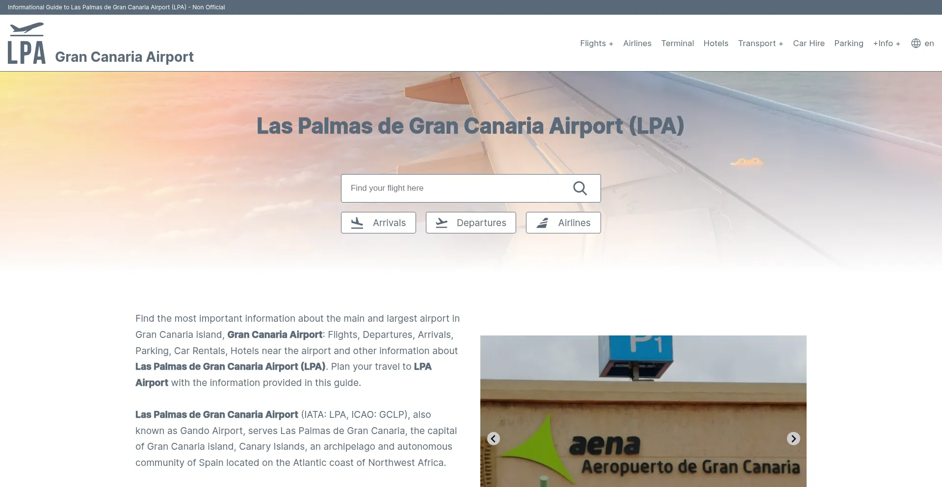 Website screenshot of Grancanaria-airport.com