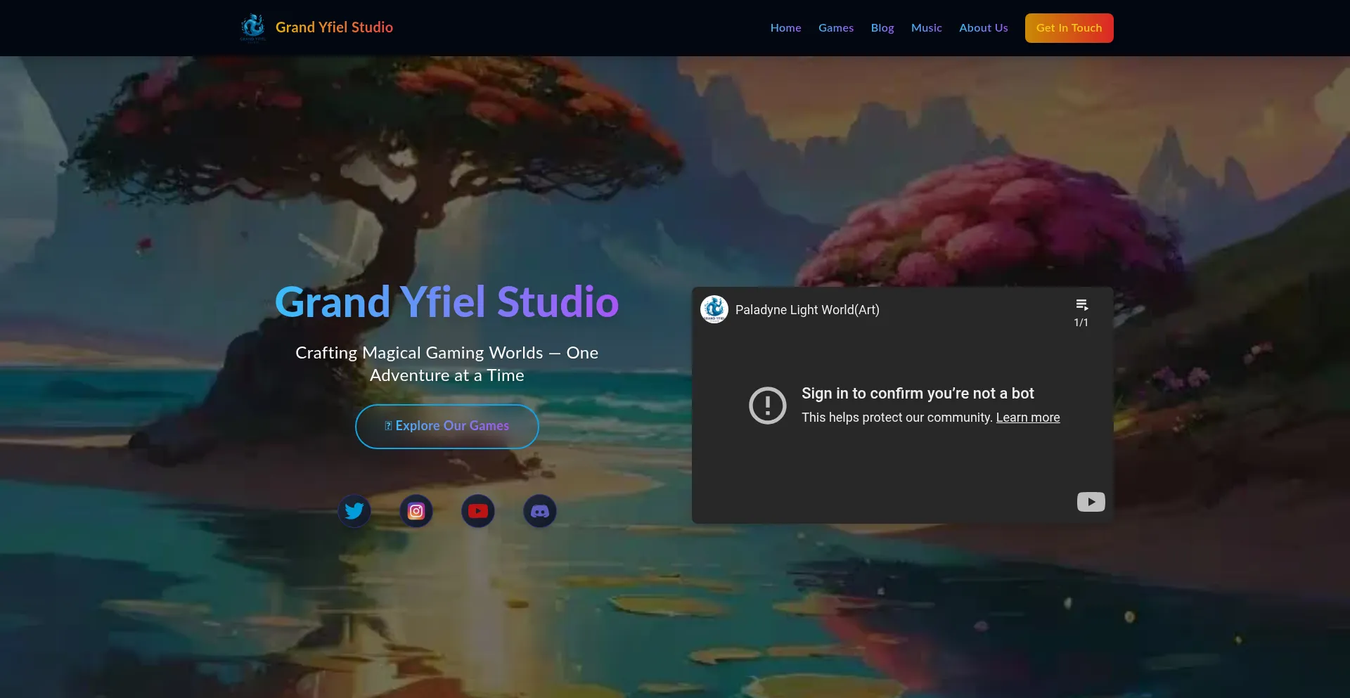 Website screenshot of Grand-yfiel-studio-inc.vercel.app