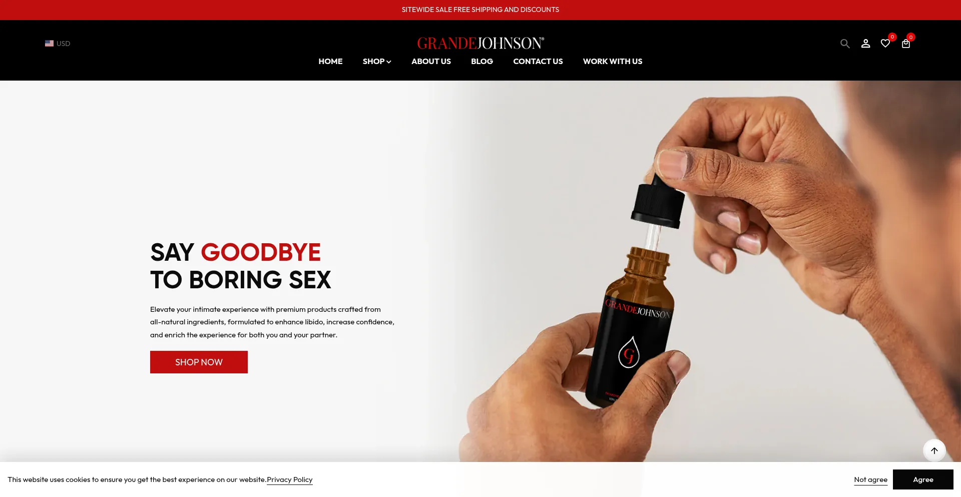 Website screenshot of Grandejohnson.com