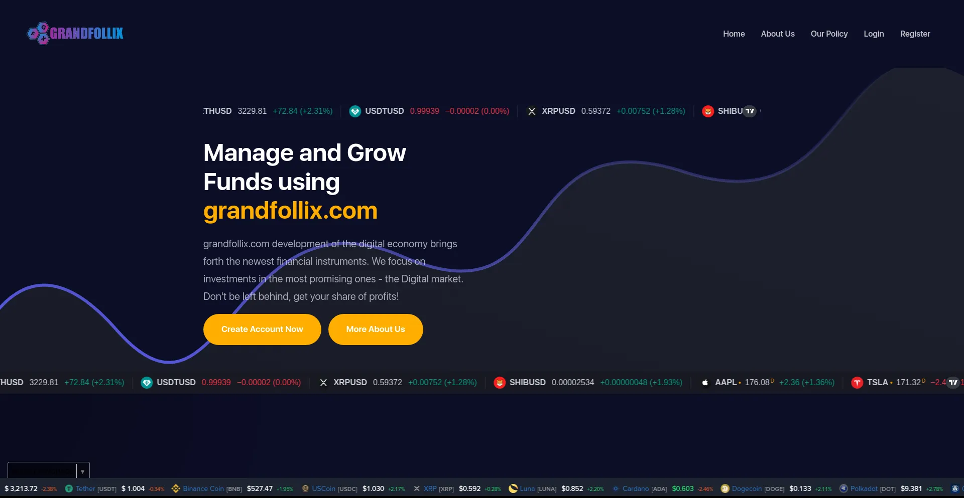 Website screenshot of Grandfollix.com