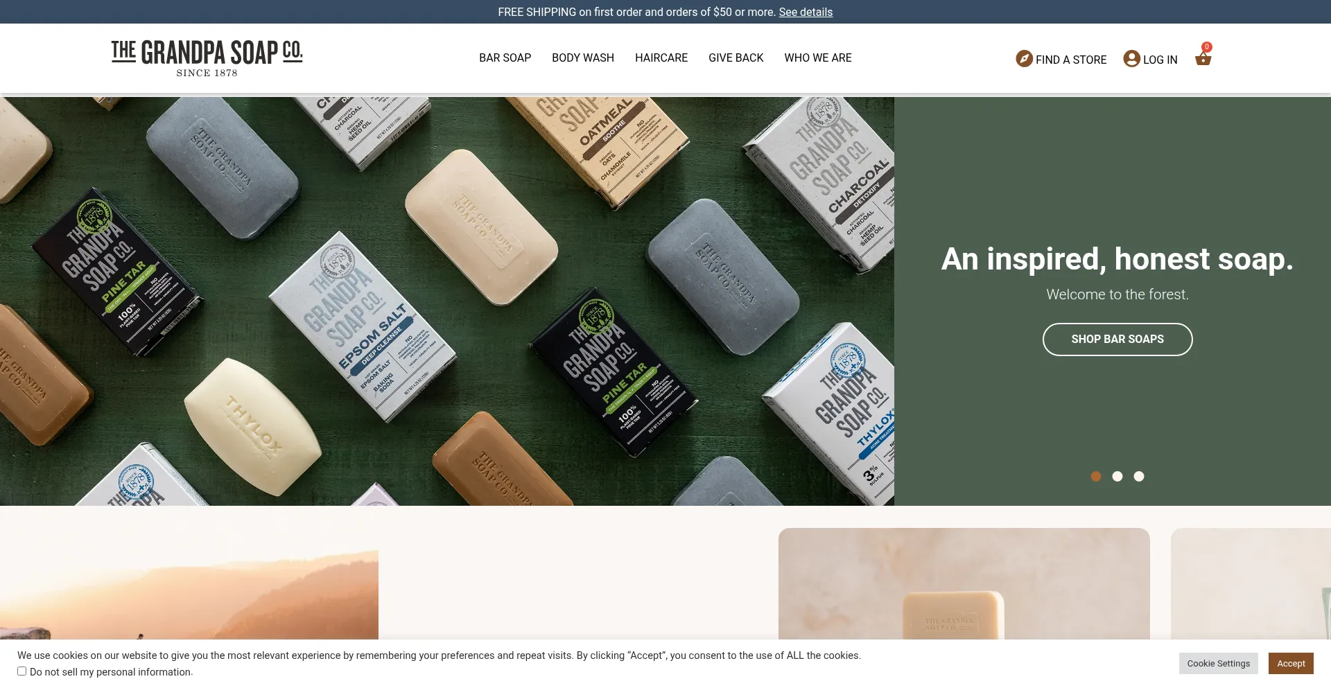 Website screenshot of Grandpasoap.com