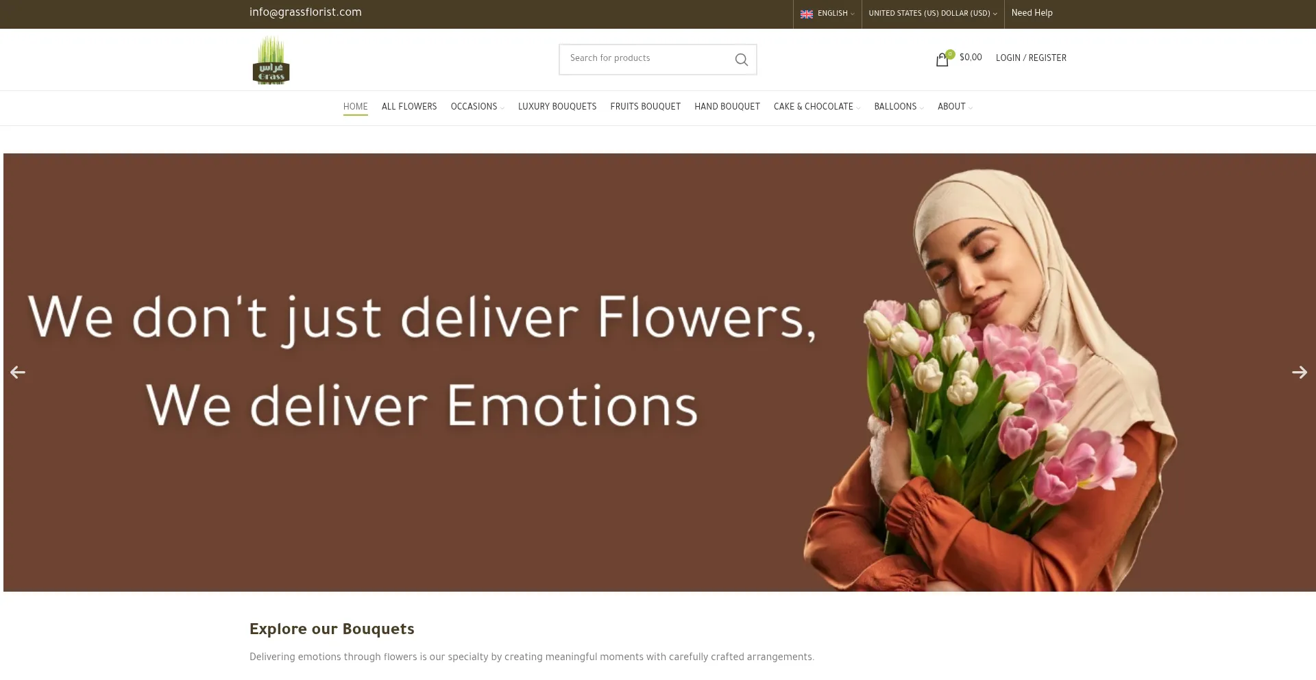 Website screenshot of Grassflorist.com