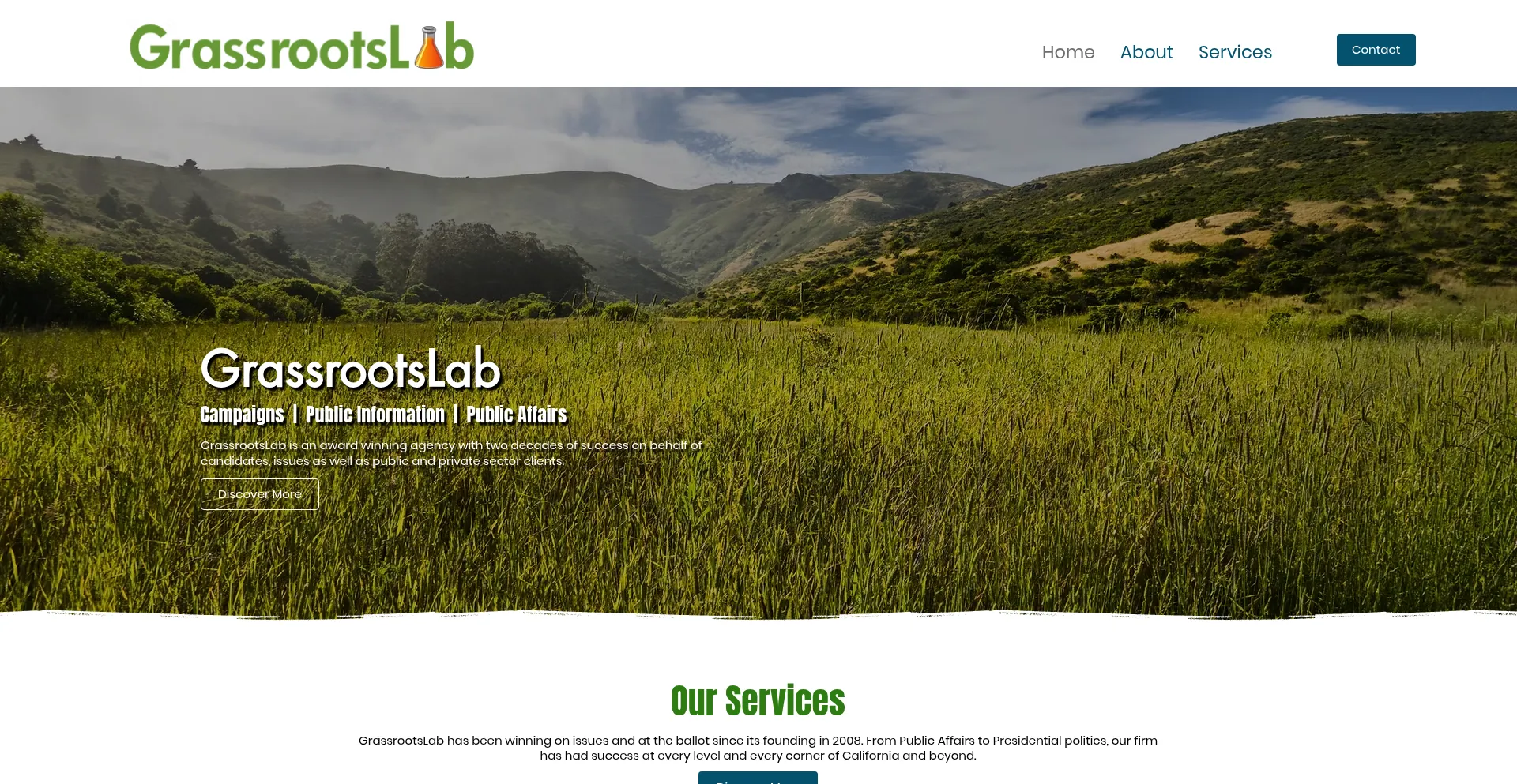 Website screenshot of Grassrootslab.com