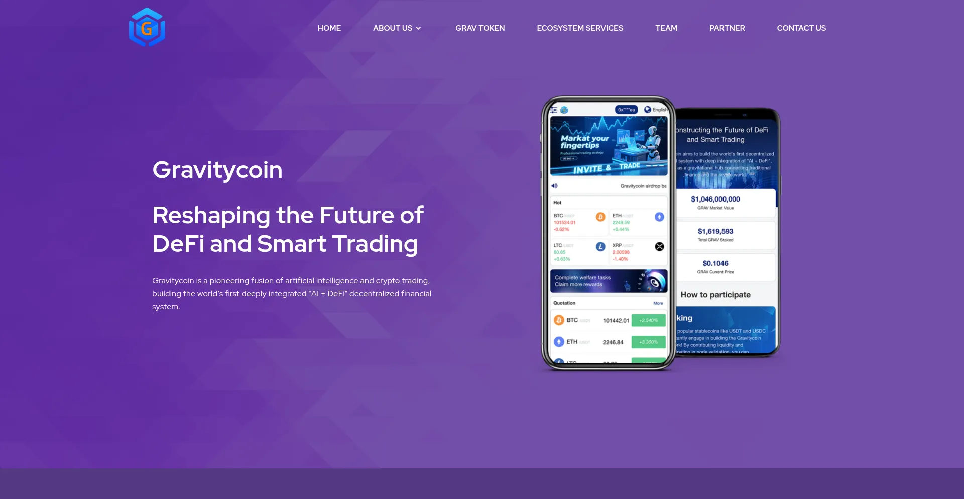 Website screenshot of Gravity-coin.io