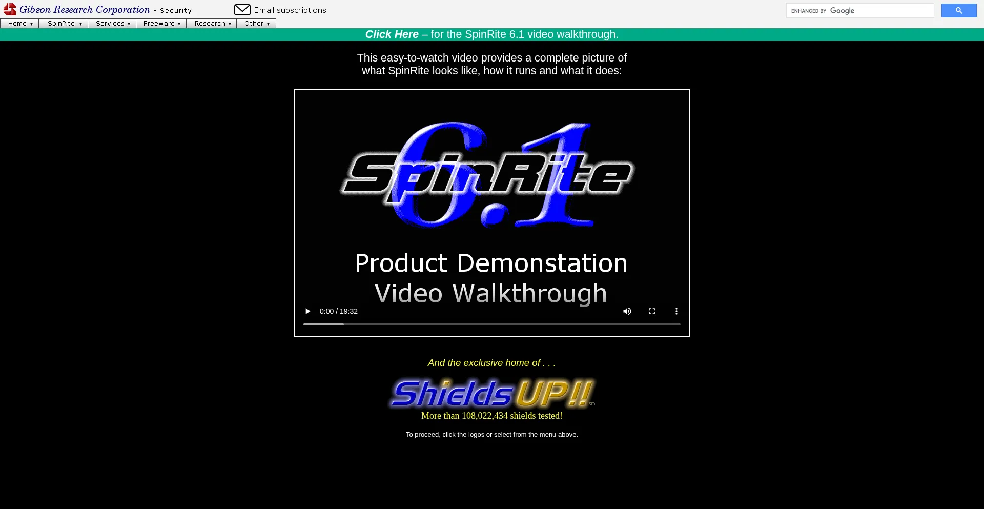 Website screenshot of Grc.com