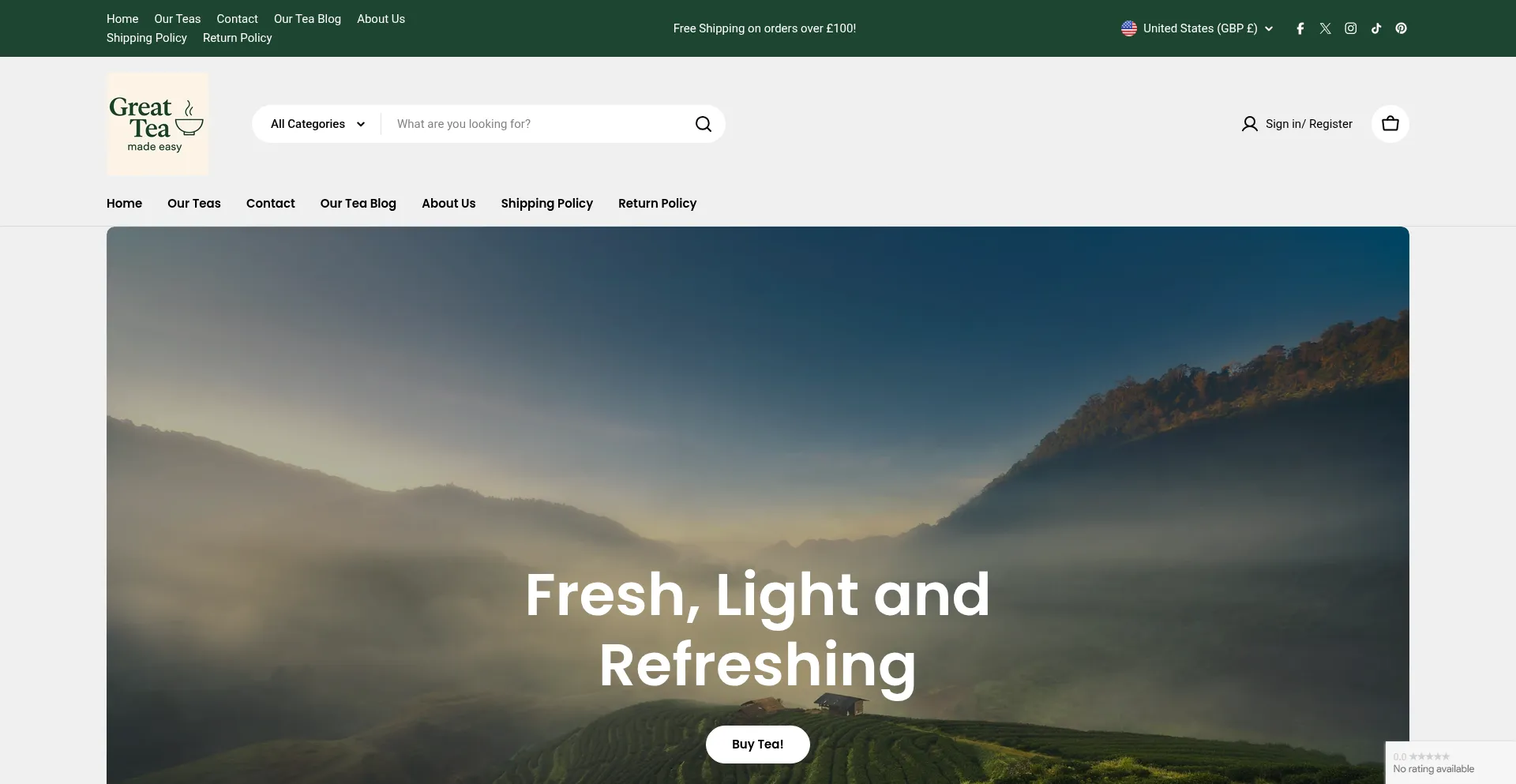 Website screenshot of Great-tea.co.uk
