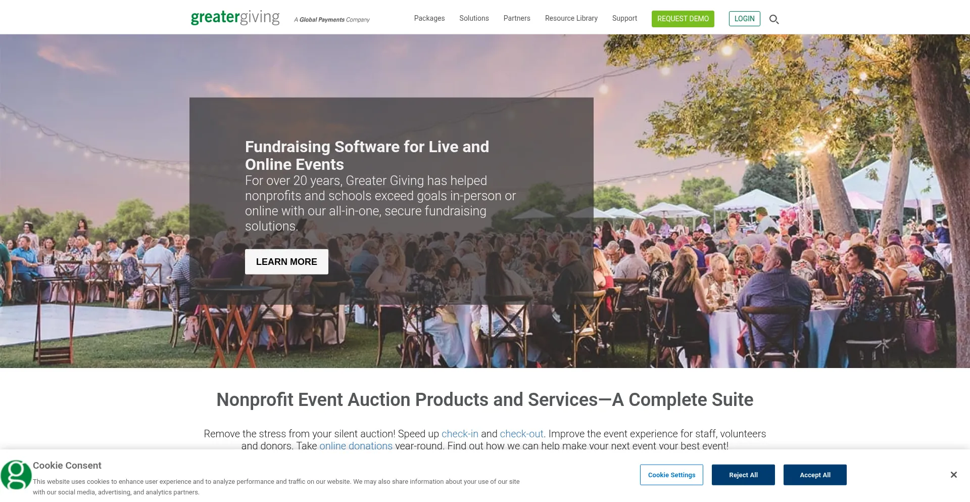 Website screenshot of Greatergiving.com