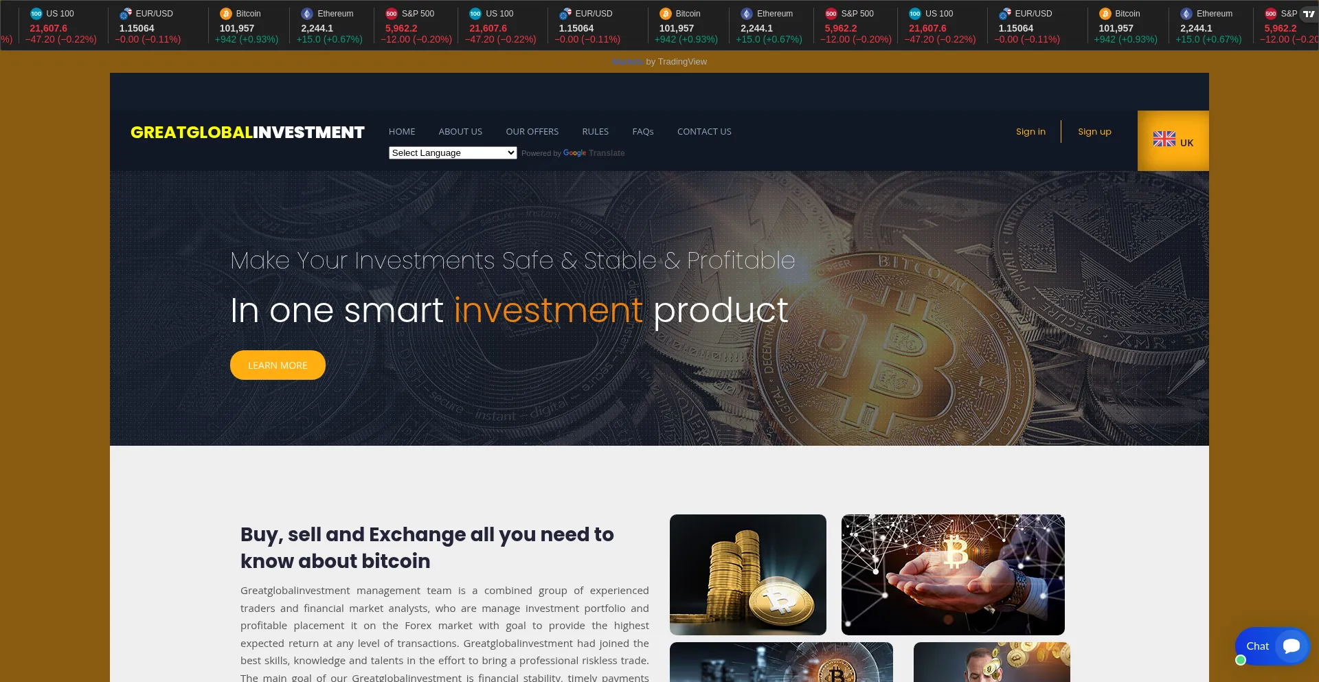 Website screenshot of Greatglobalinvestment.com