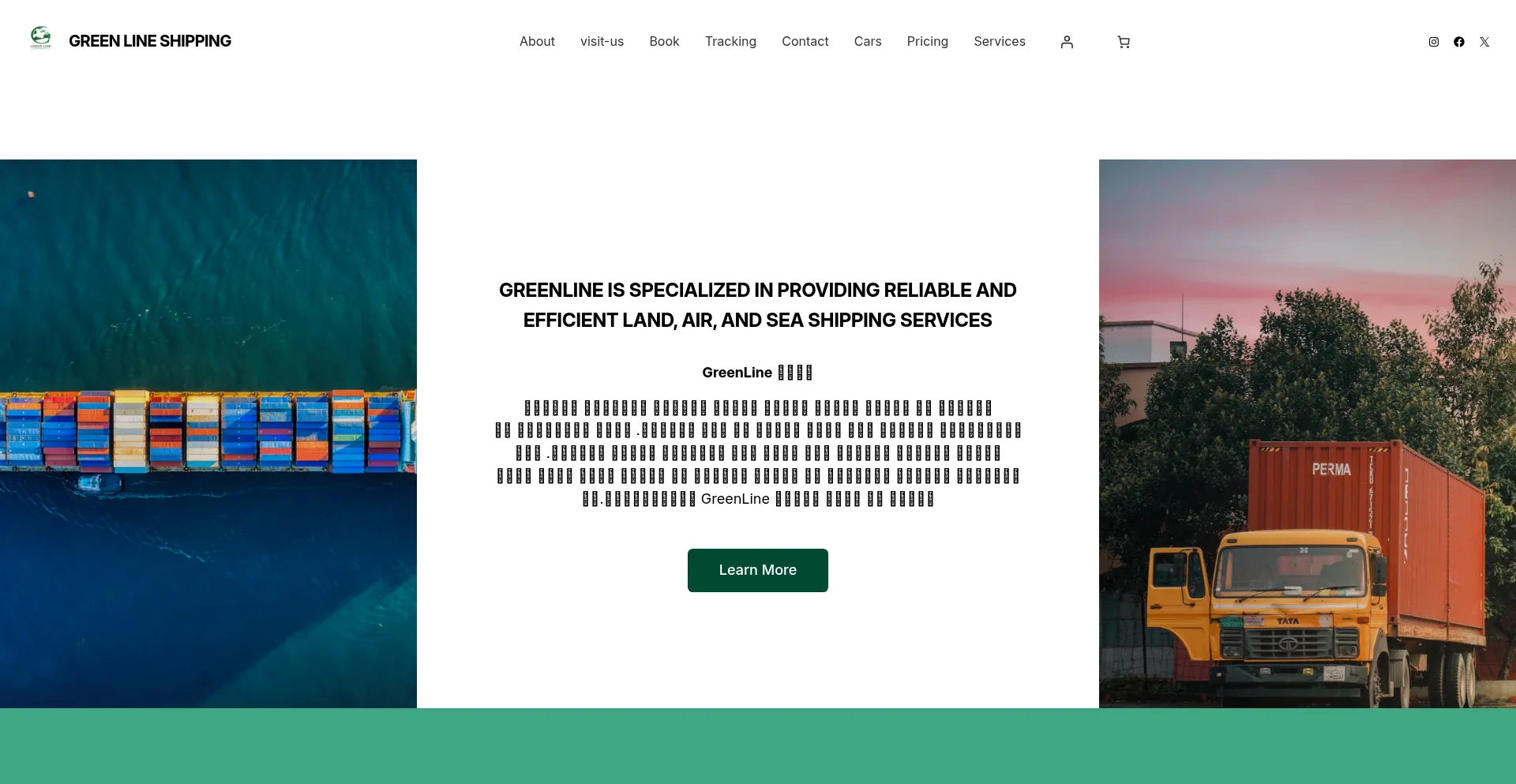 Website screenshot of Greeenlineshipping.com