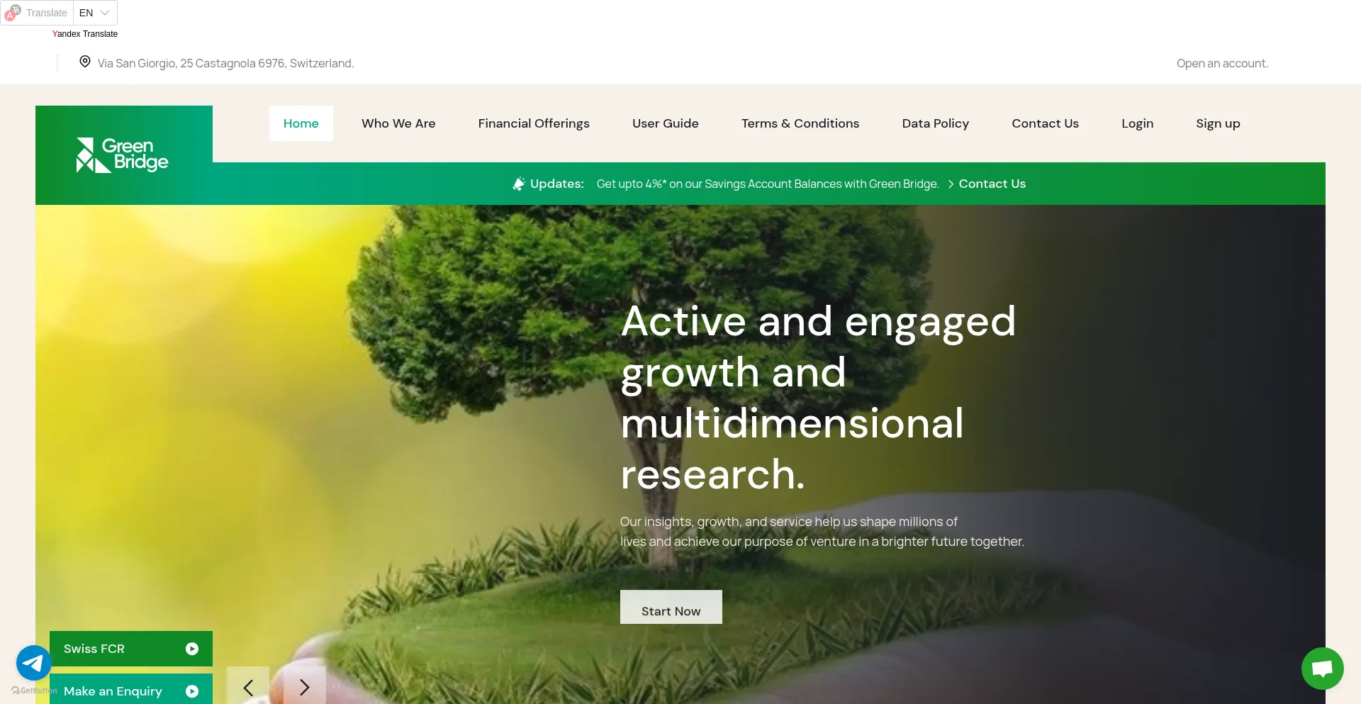 Website screenshot of Greenbridgesagl.com