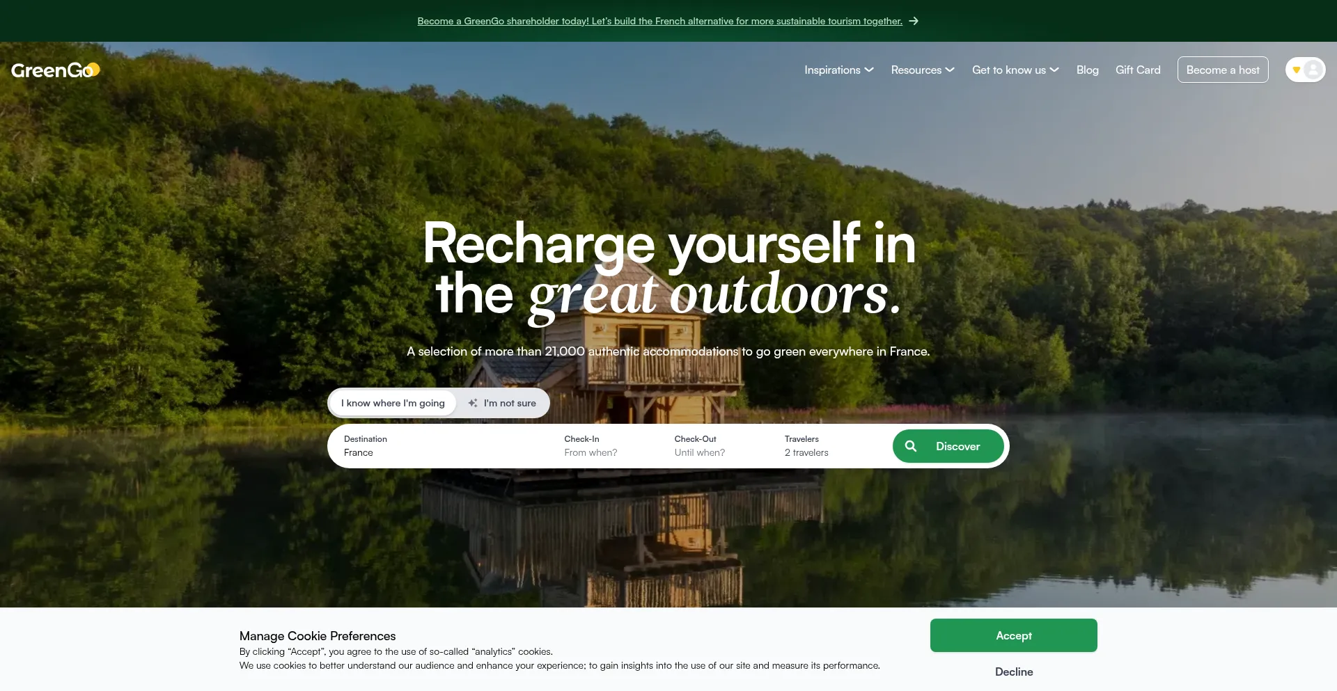 Website screenshot of Greengo.voyage