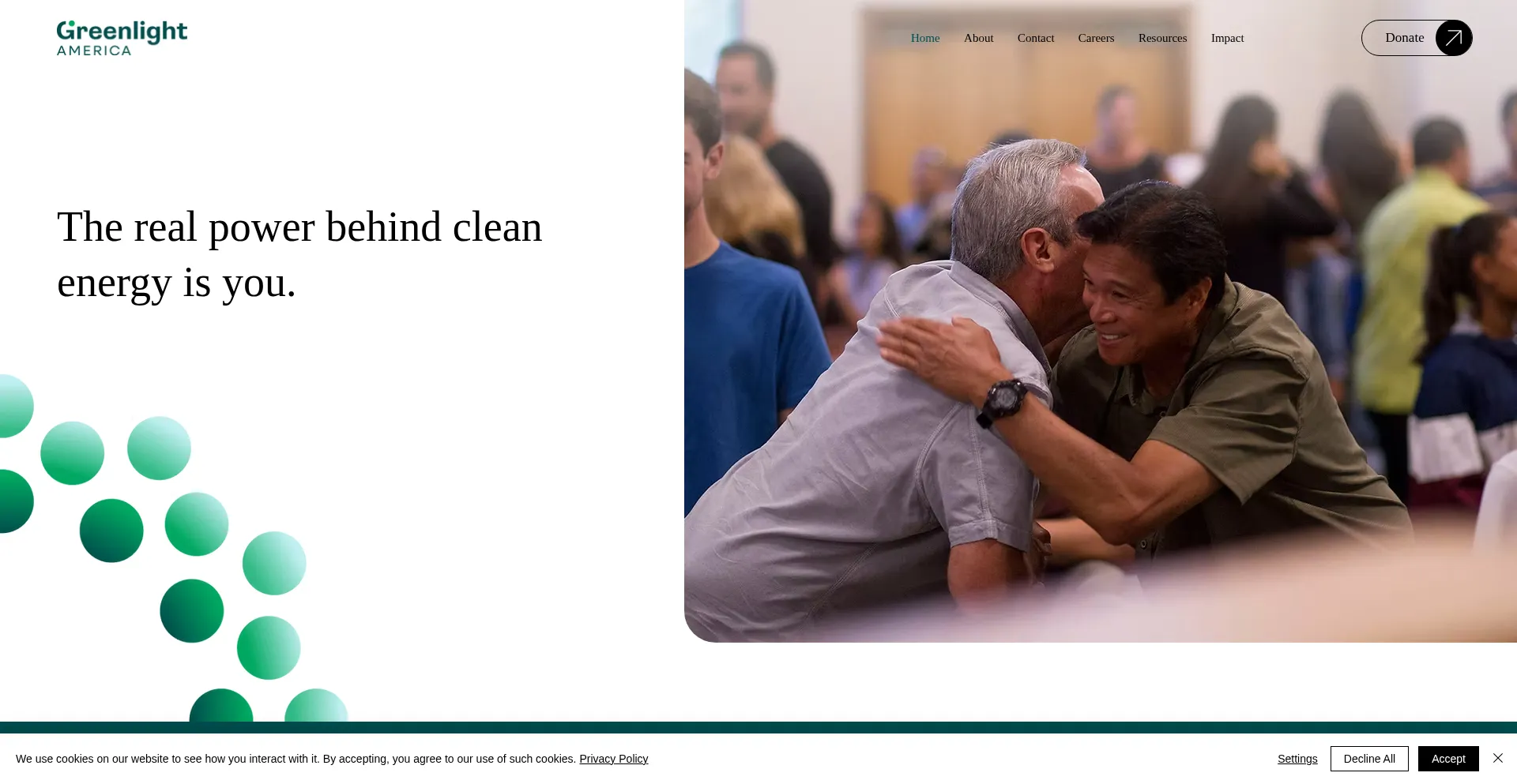 Website screenshot of Greenlightamerica.org