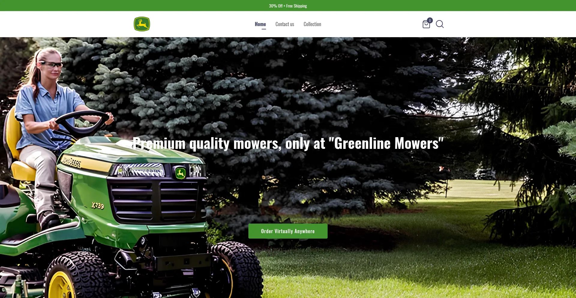 Website screenshot of Greenlinemowers.com
