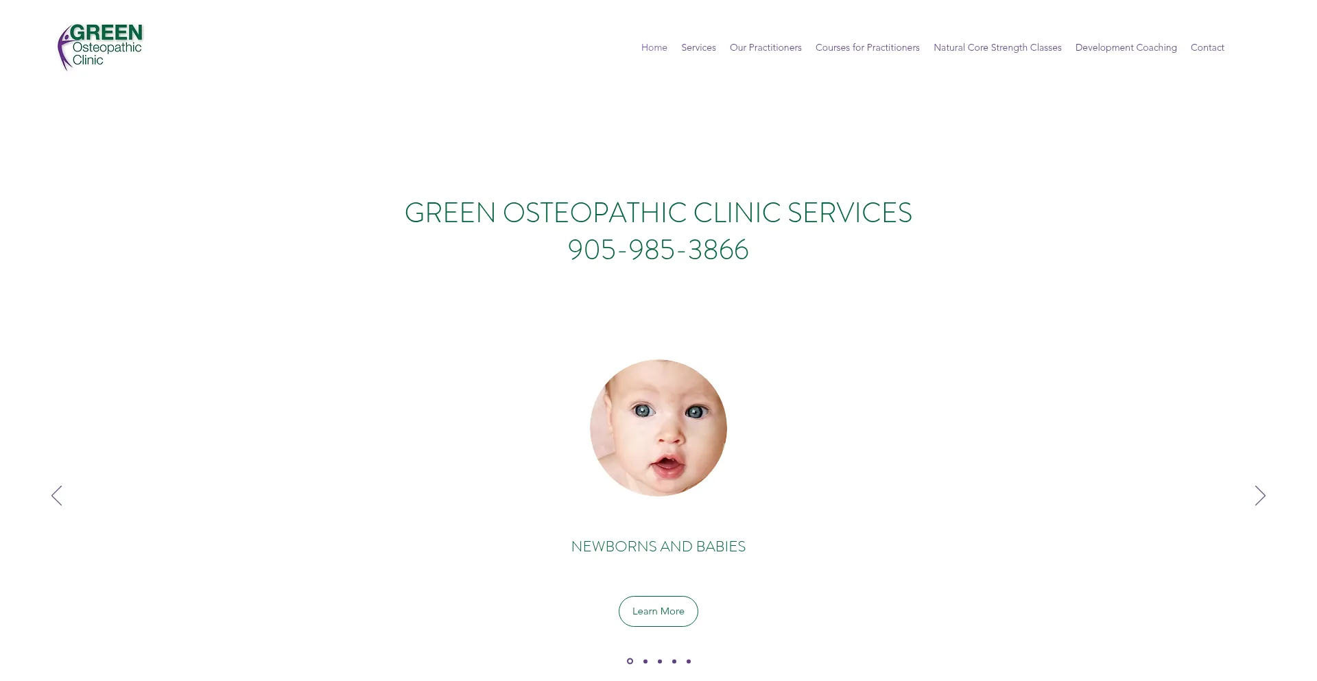 Website screenshot of Greenosteopathy.ca