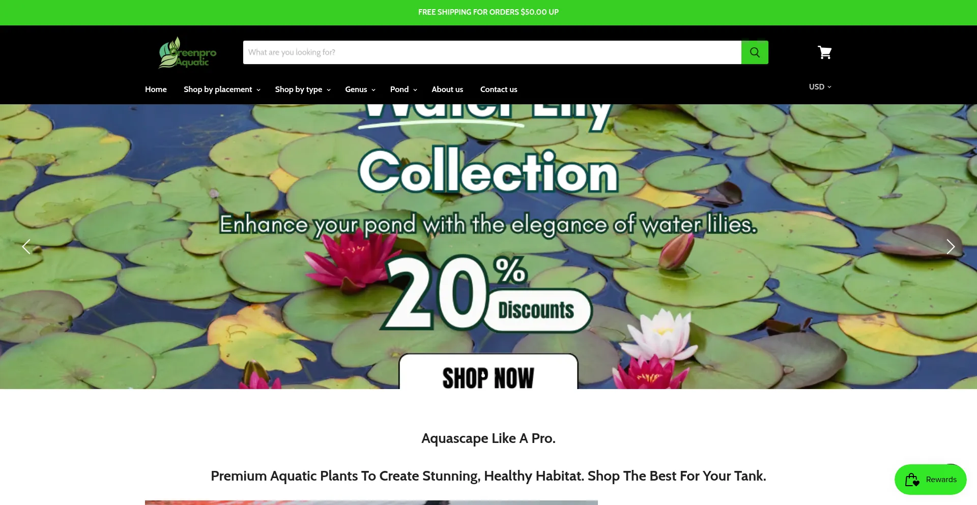 Website screenshot of Greenproaquatic.com