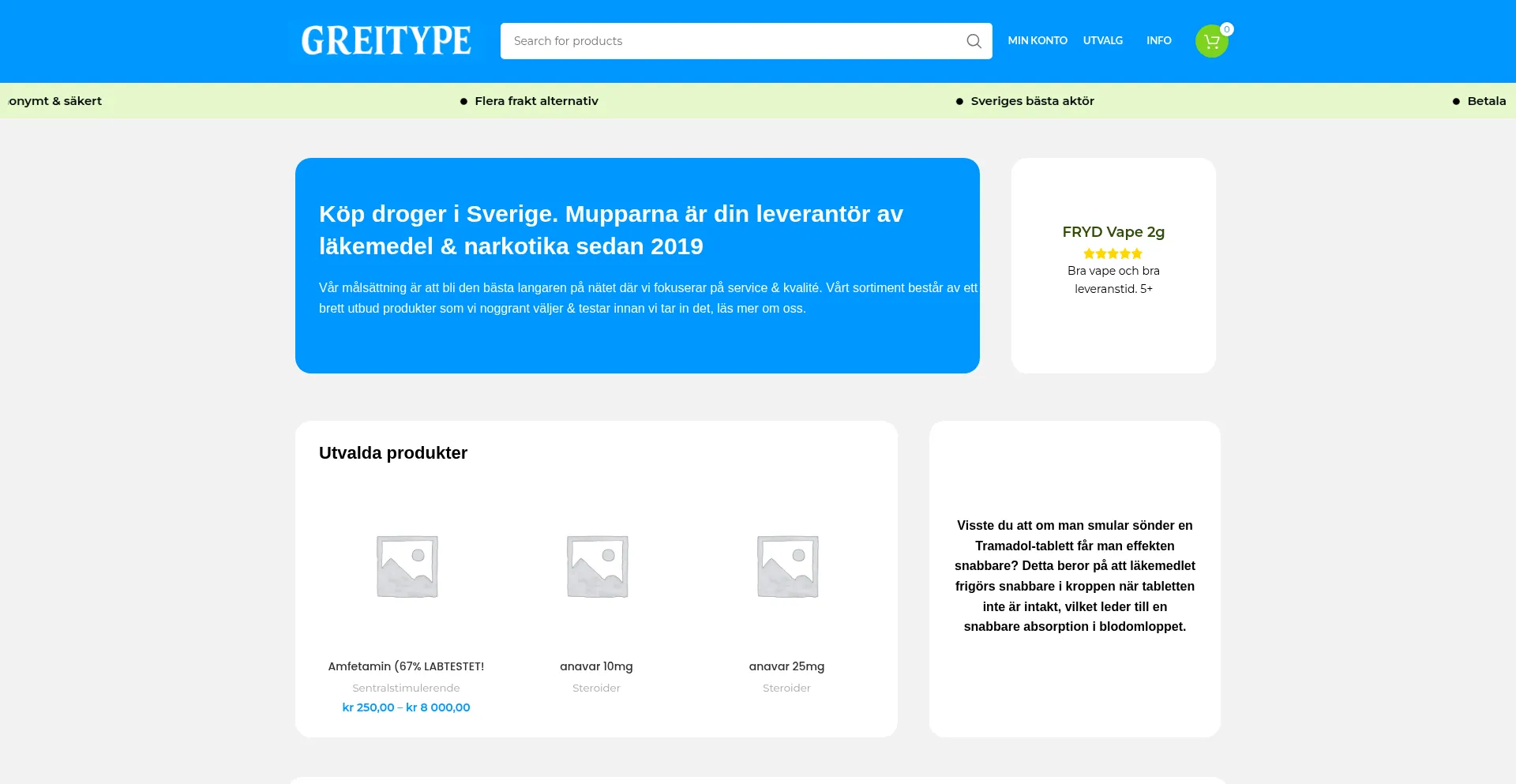Website screenshot of Greitype.com