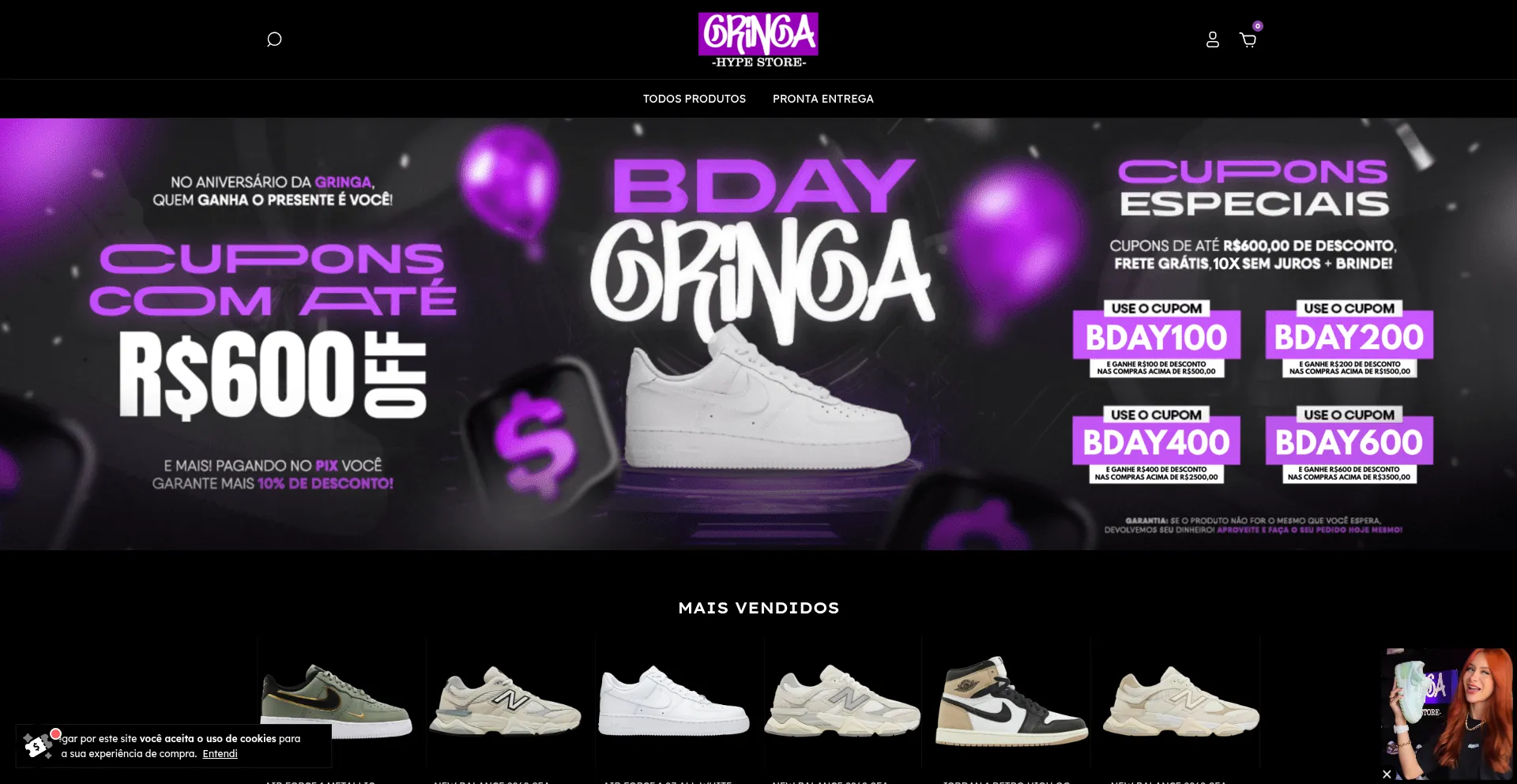 Website screenshot of Gringahype.com.br