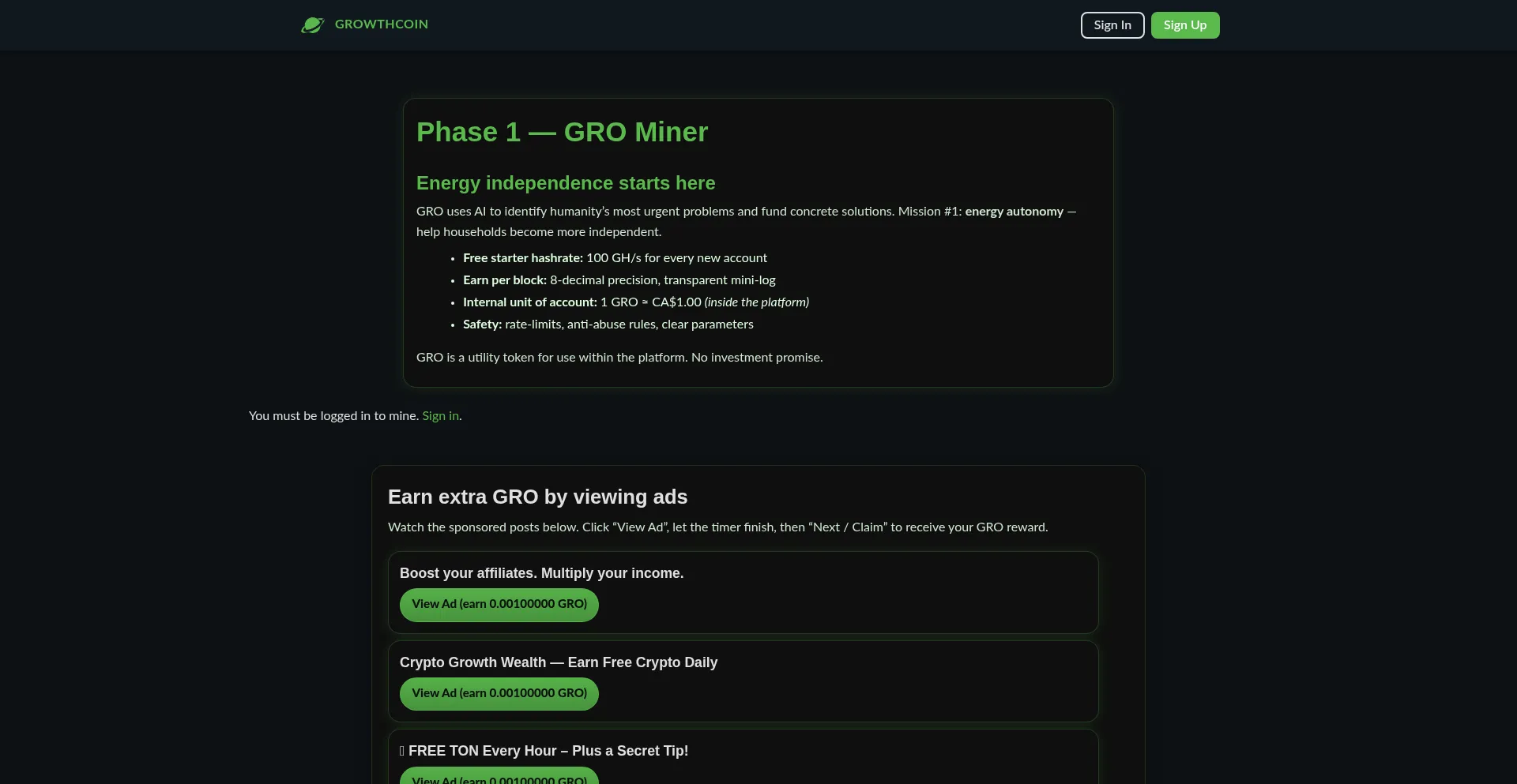 ¿És Seguro y Confiable Grogrowthcoin.com?