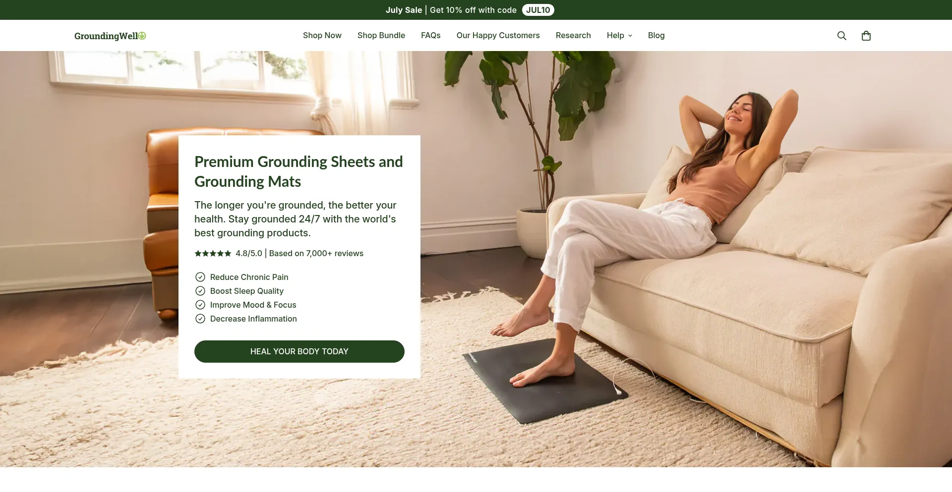 Website screenshot of Groundingwell.com