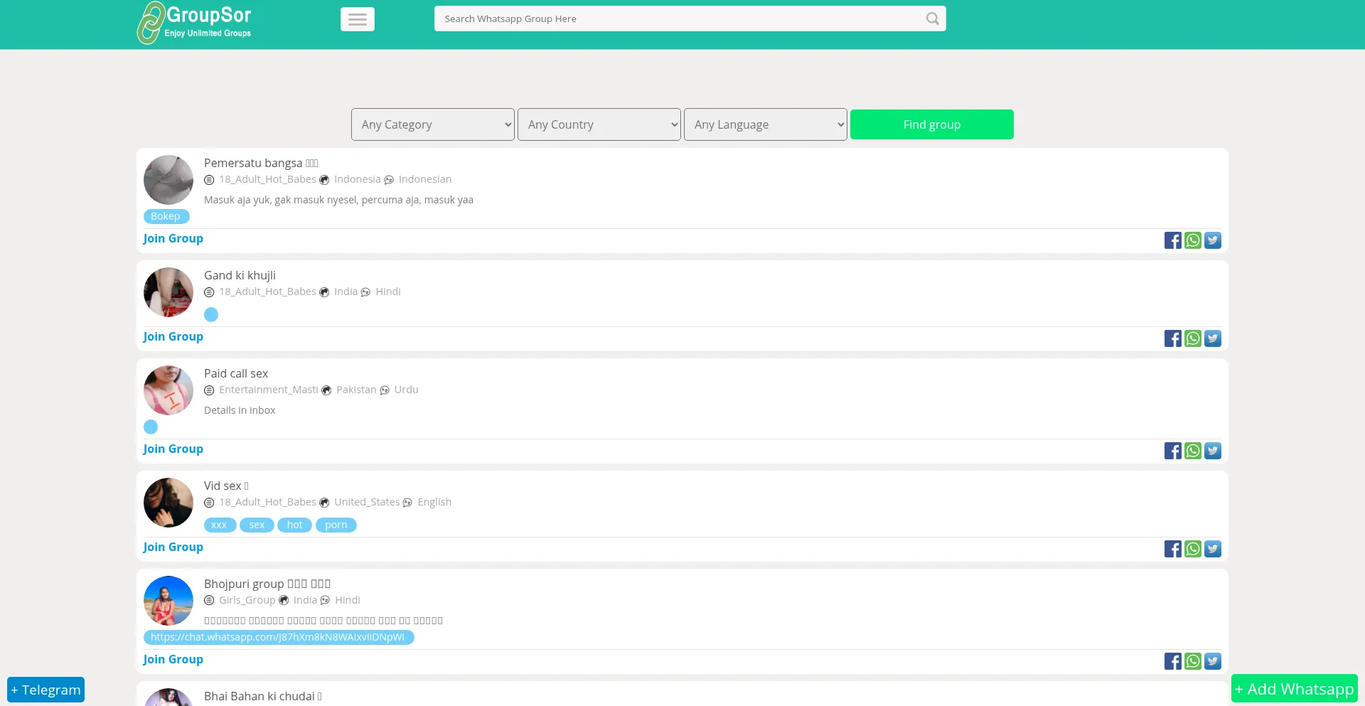 Website screenshot of Groupsor.me
