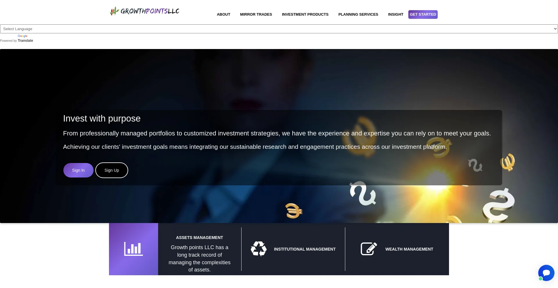 Website screenshot of Growthpointsllc.com