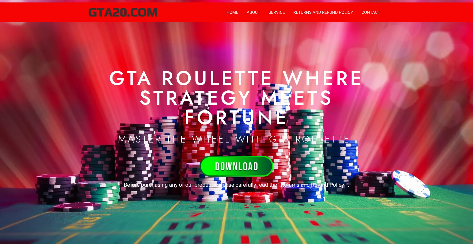 Website screenshot of Gta20.com