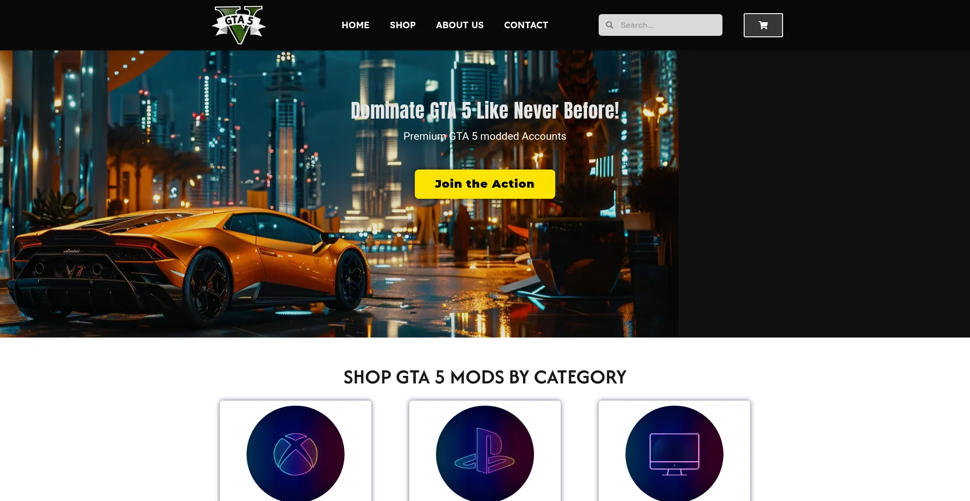 Website screenshot of Gta5.sale