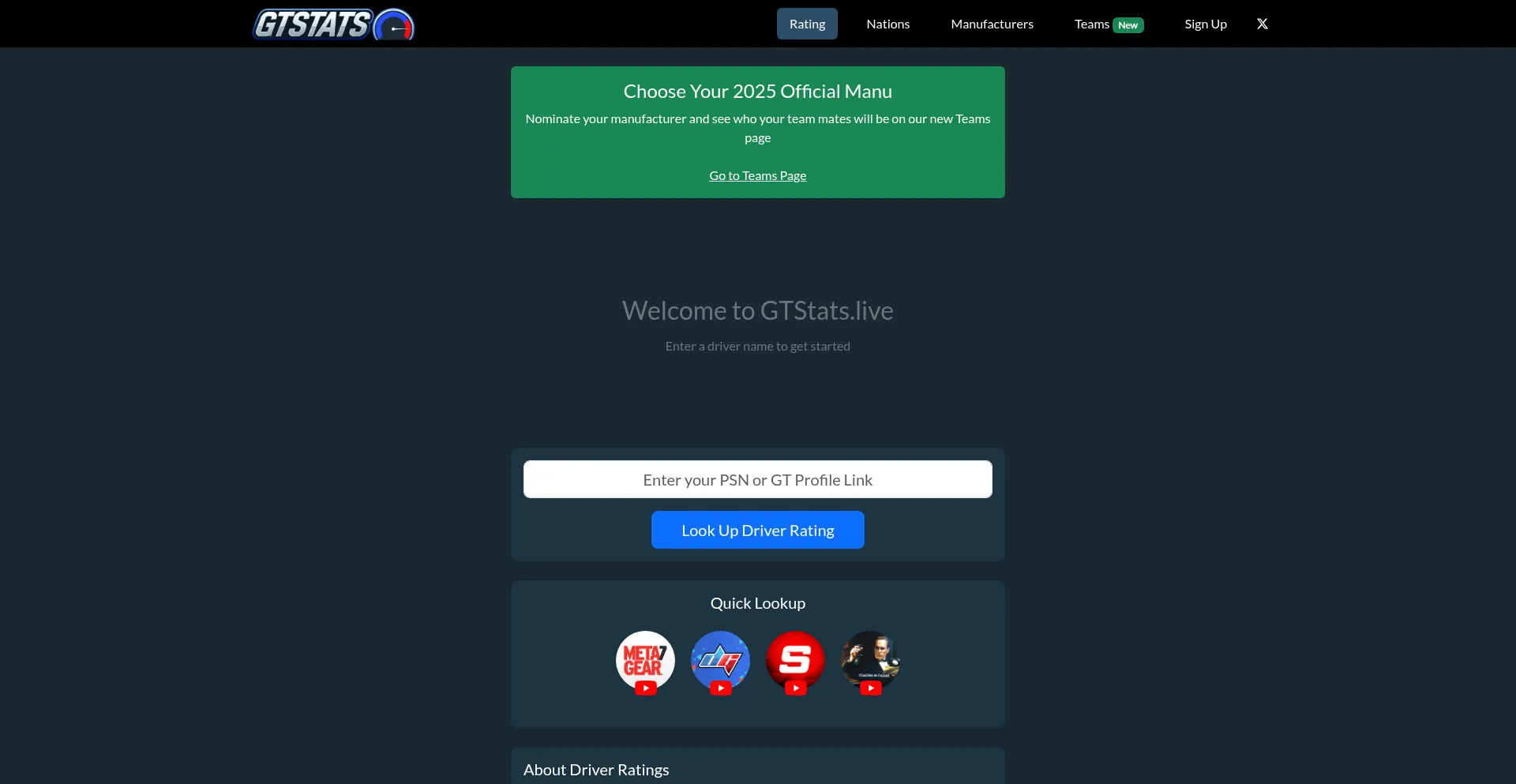 Website screenshot of Gtstats.live