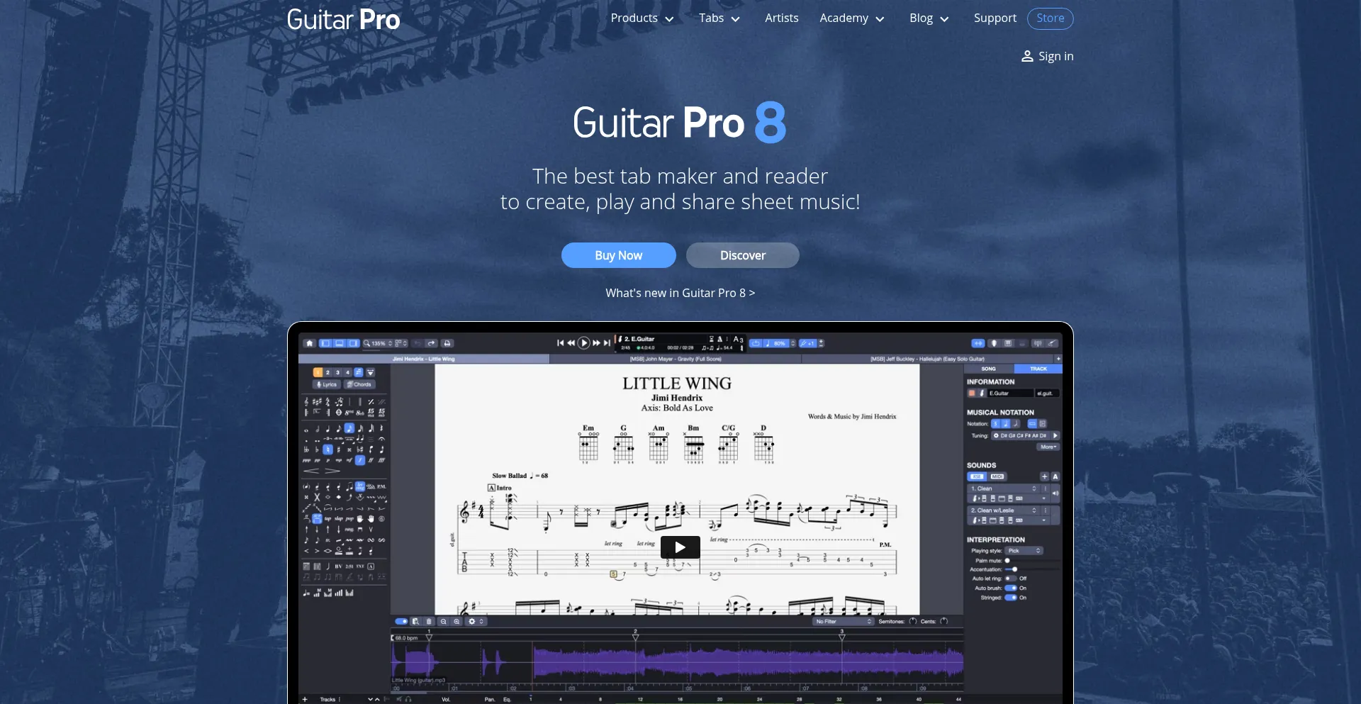 Website screenshot of Guitar-pro.com