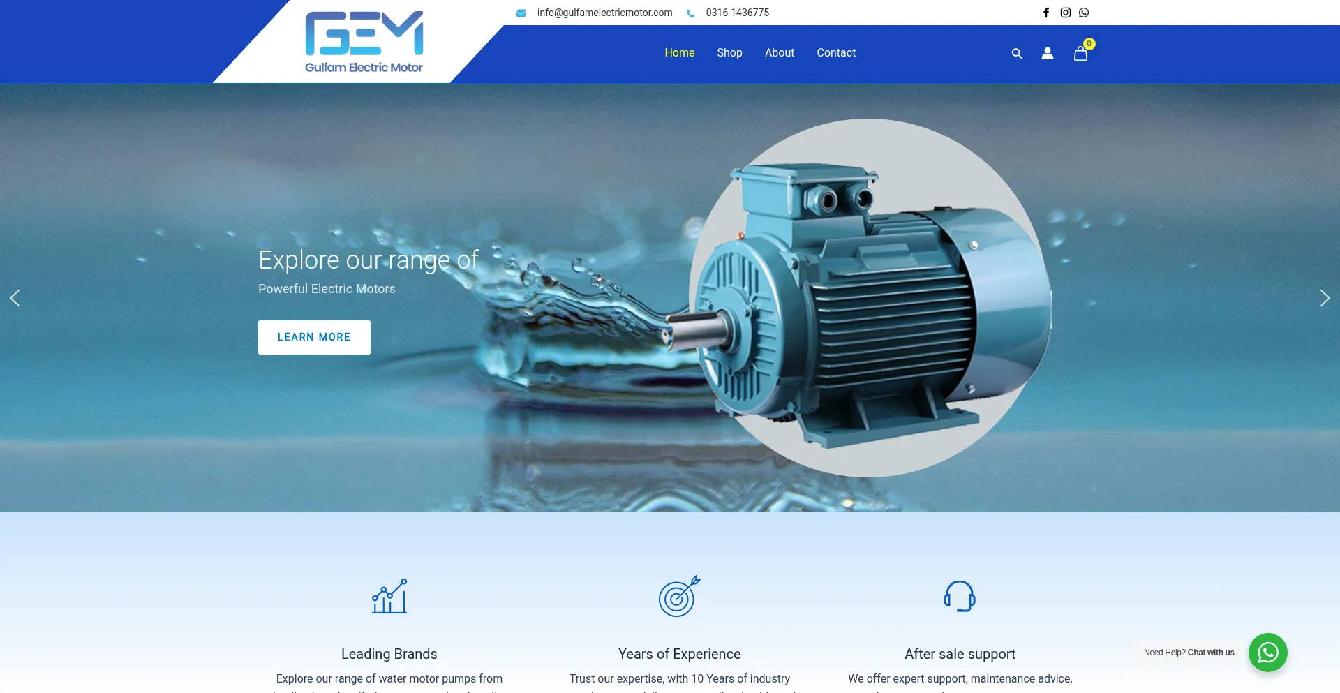 Website screenshot of Gulfamelectricmotor.com