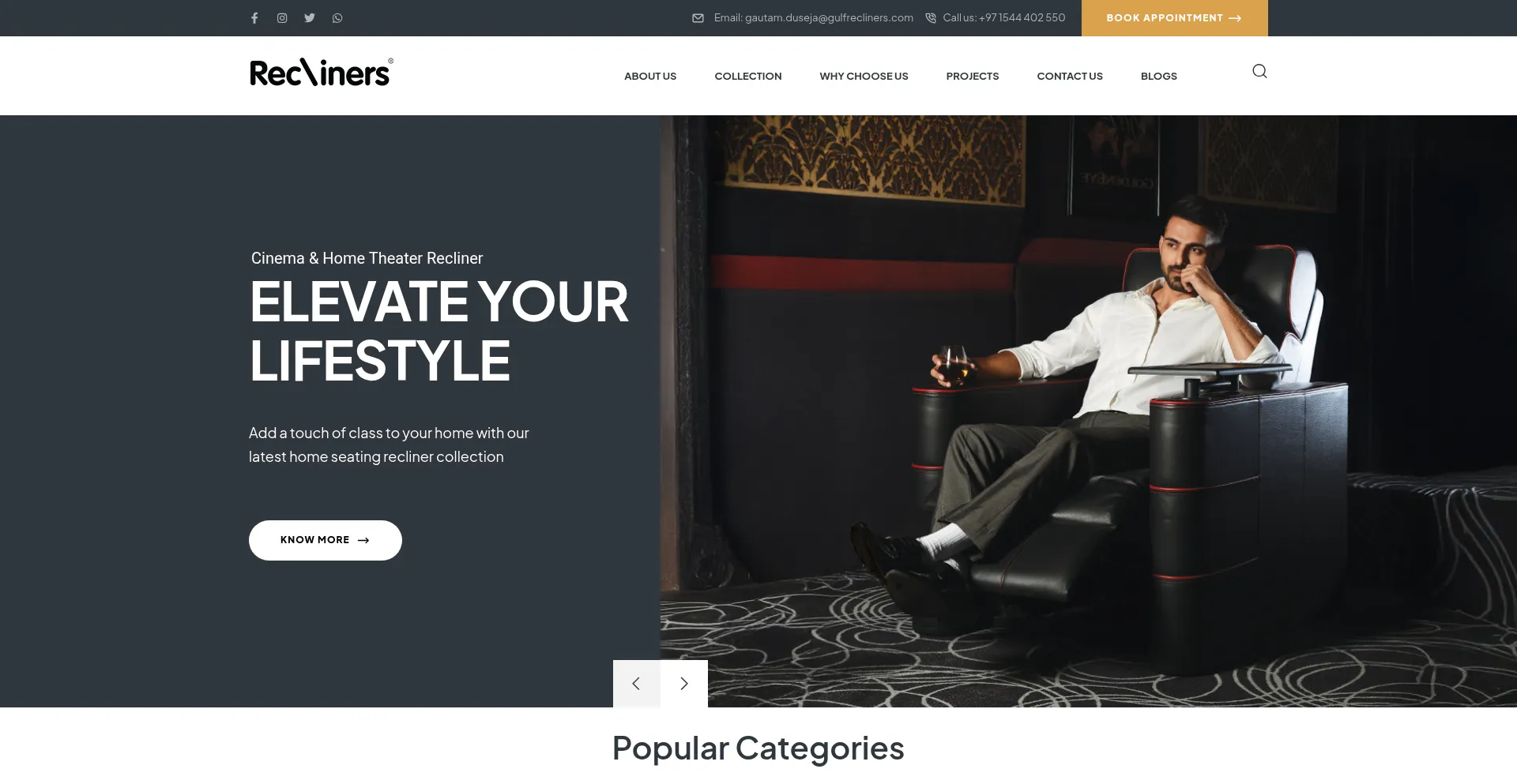 Website screenshot of Gulfrecliners.com
