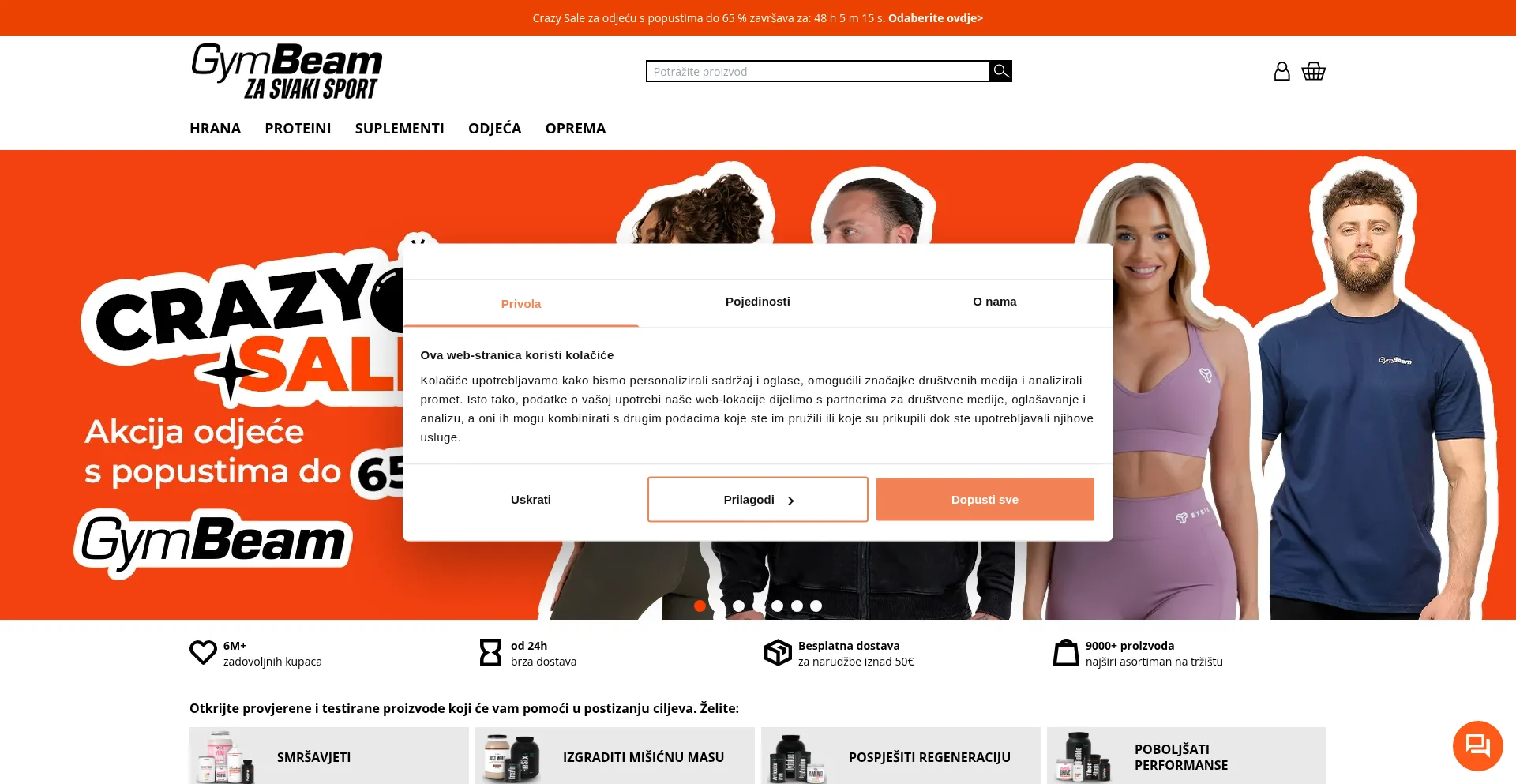Website screenshot of Gymbeam.hr
