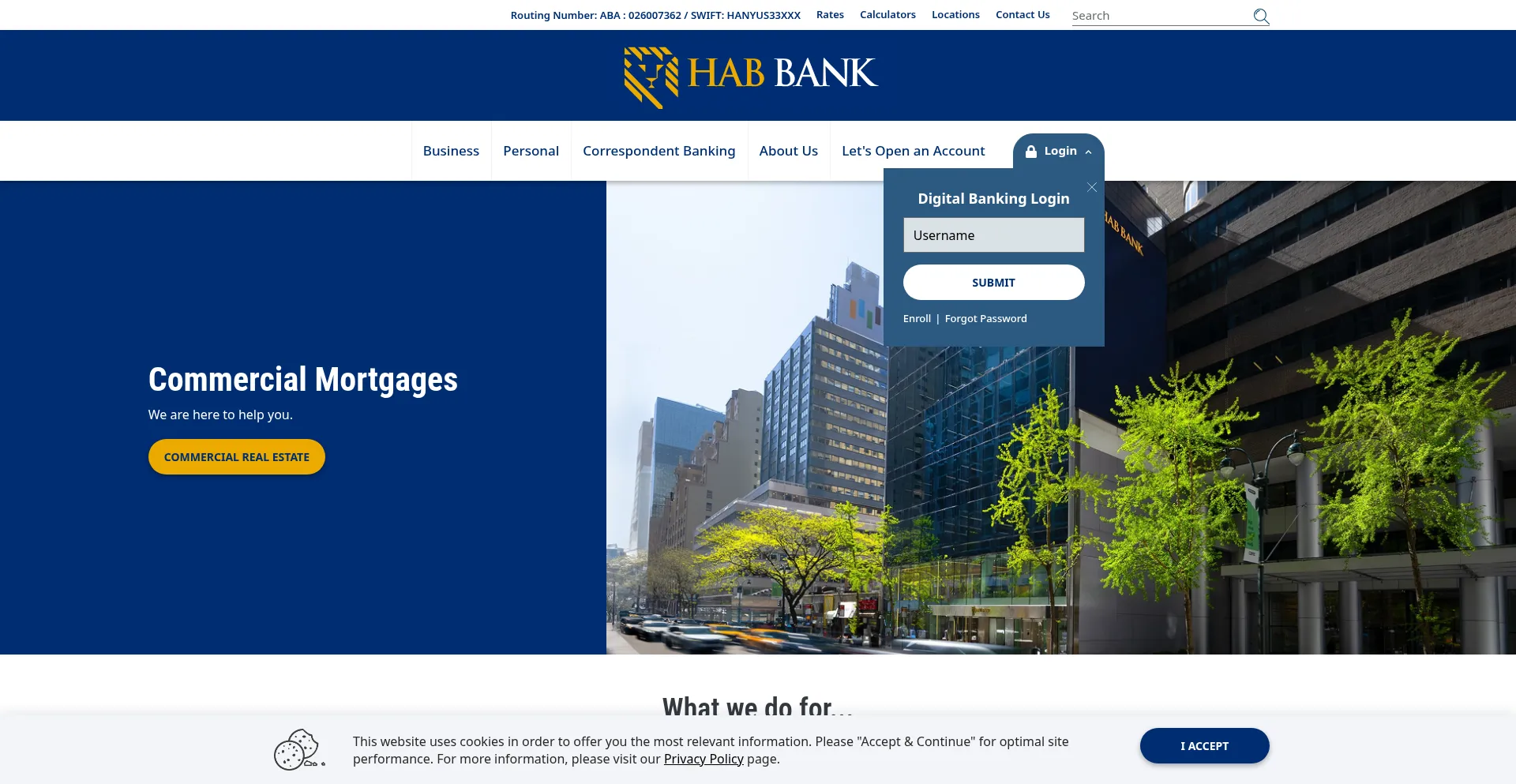 Website screenshot of Hab.bank