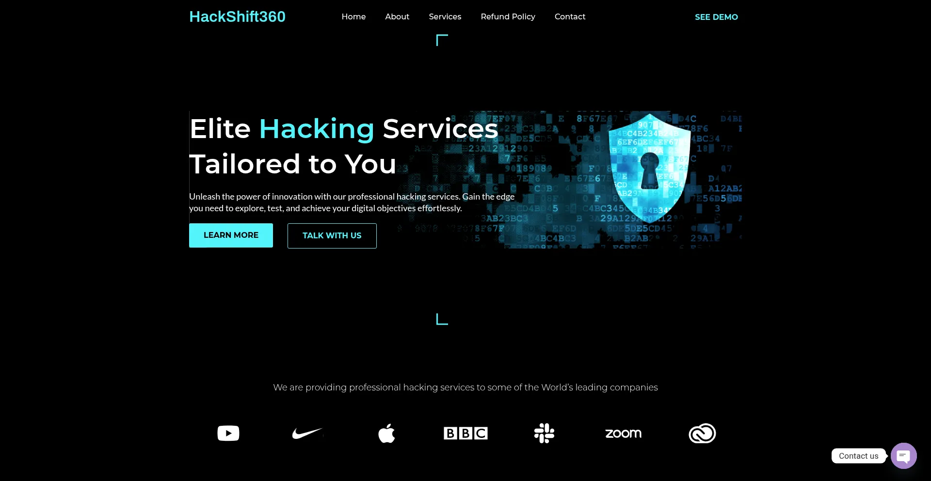 Website screenshot of Hackshift360.com