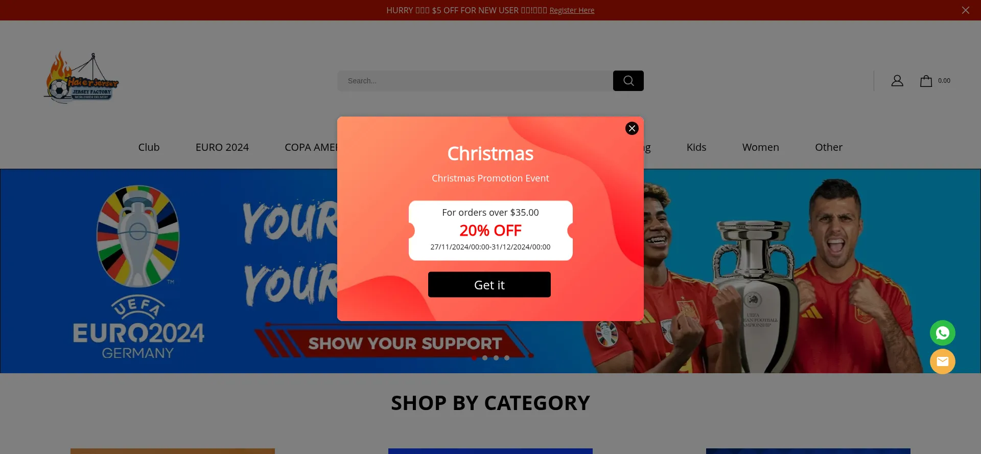 Website screenshot of Haierjersey.com