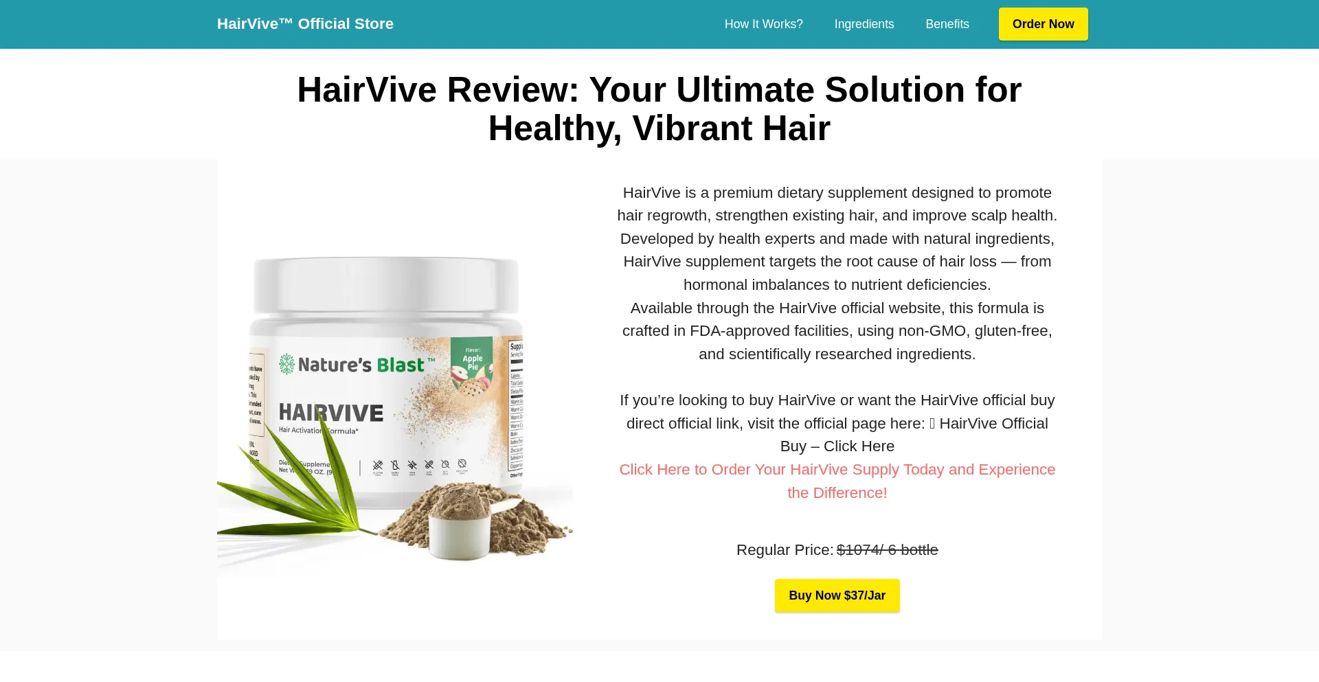 Website screenshot of Hairvivee.us